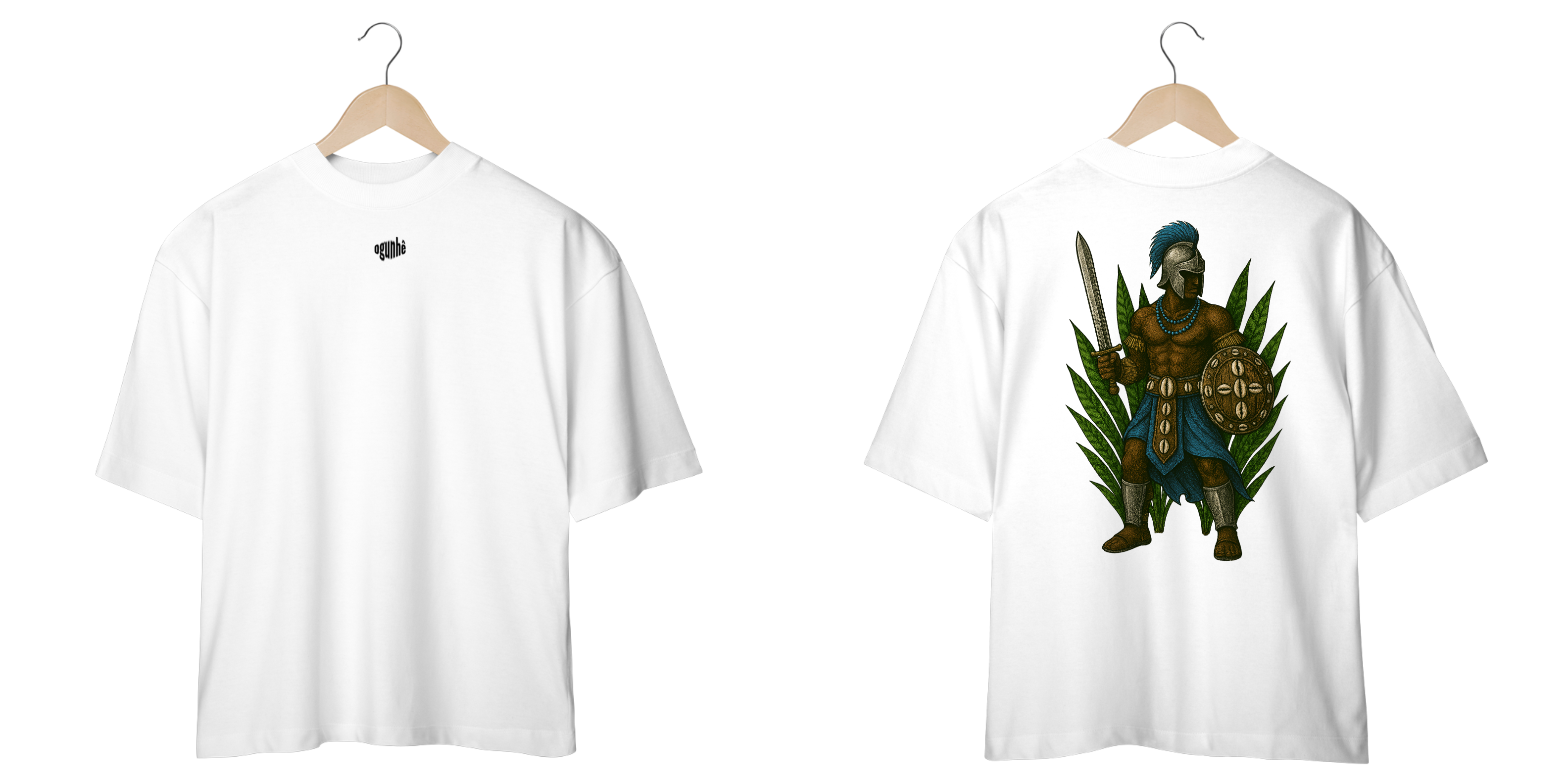 Nome do produto: Camiseta Oversized Ogum (branco e off white)