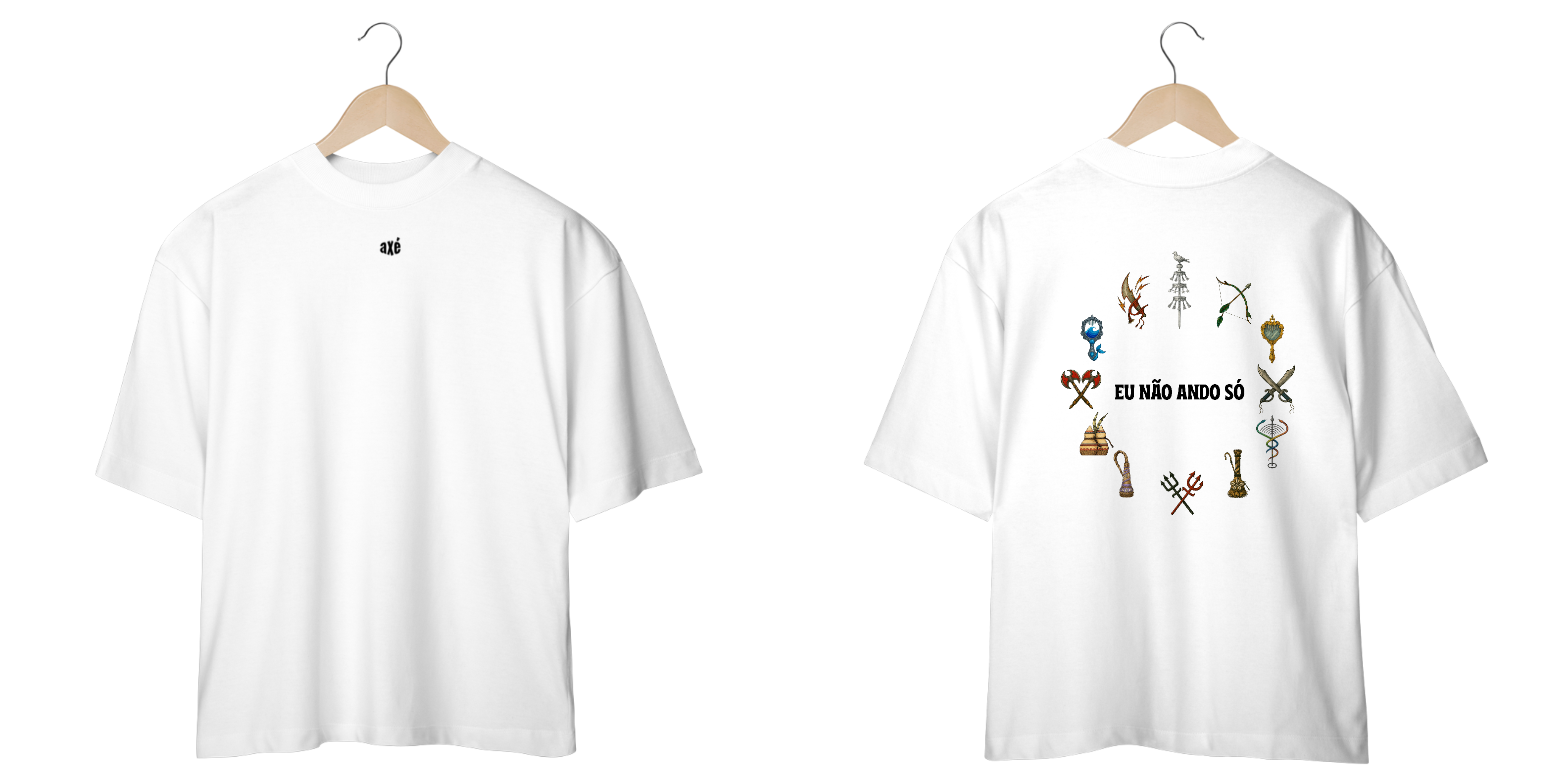 Nome do produto: Camiseta Oversized Axé (branco e off white)