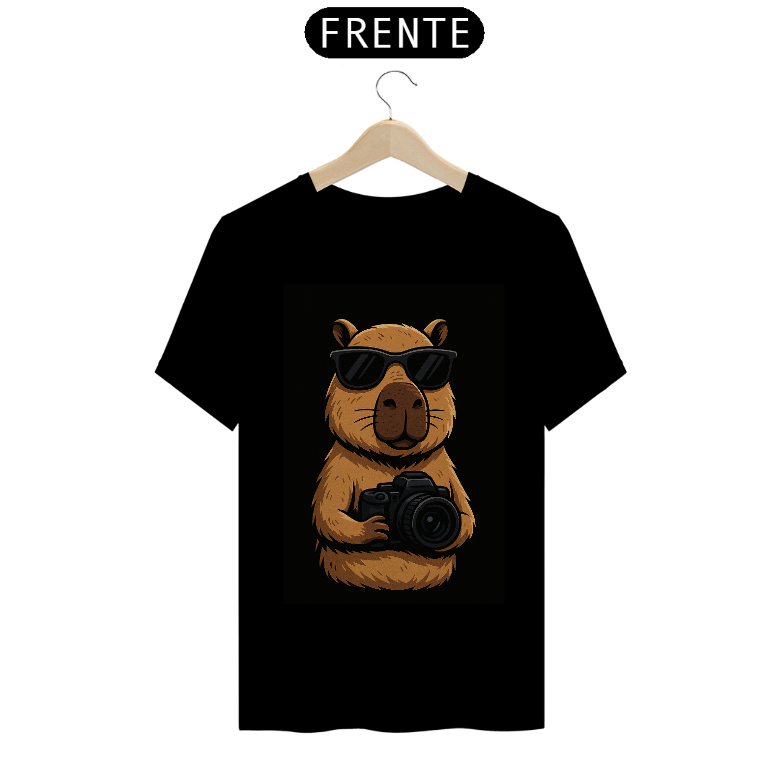 Nome do produto: Camiseta “Capivara Cinegrafista” — Estilo, câmera e muita fofura!