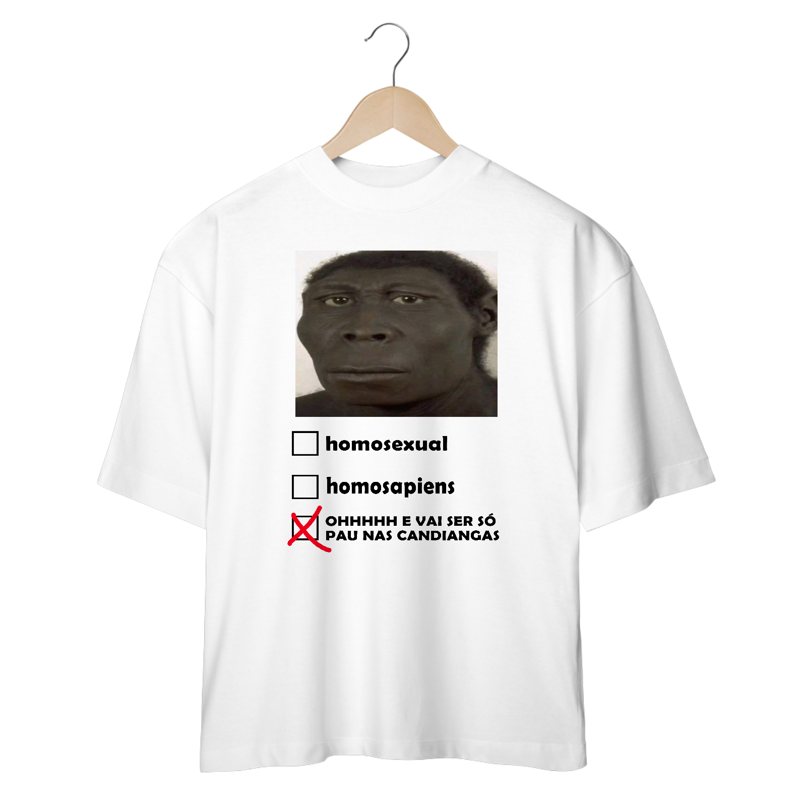 Nome do produto: CAMISETA OVERSIZED - HOMOSAPIENS BRANCO
