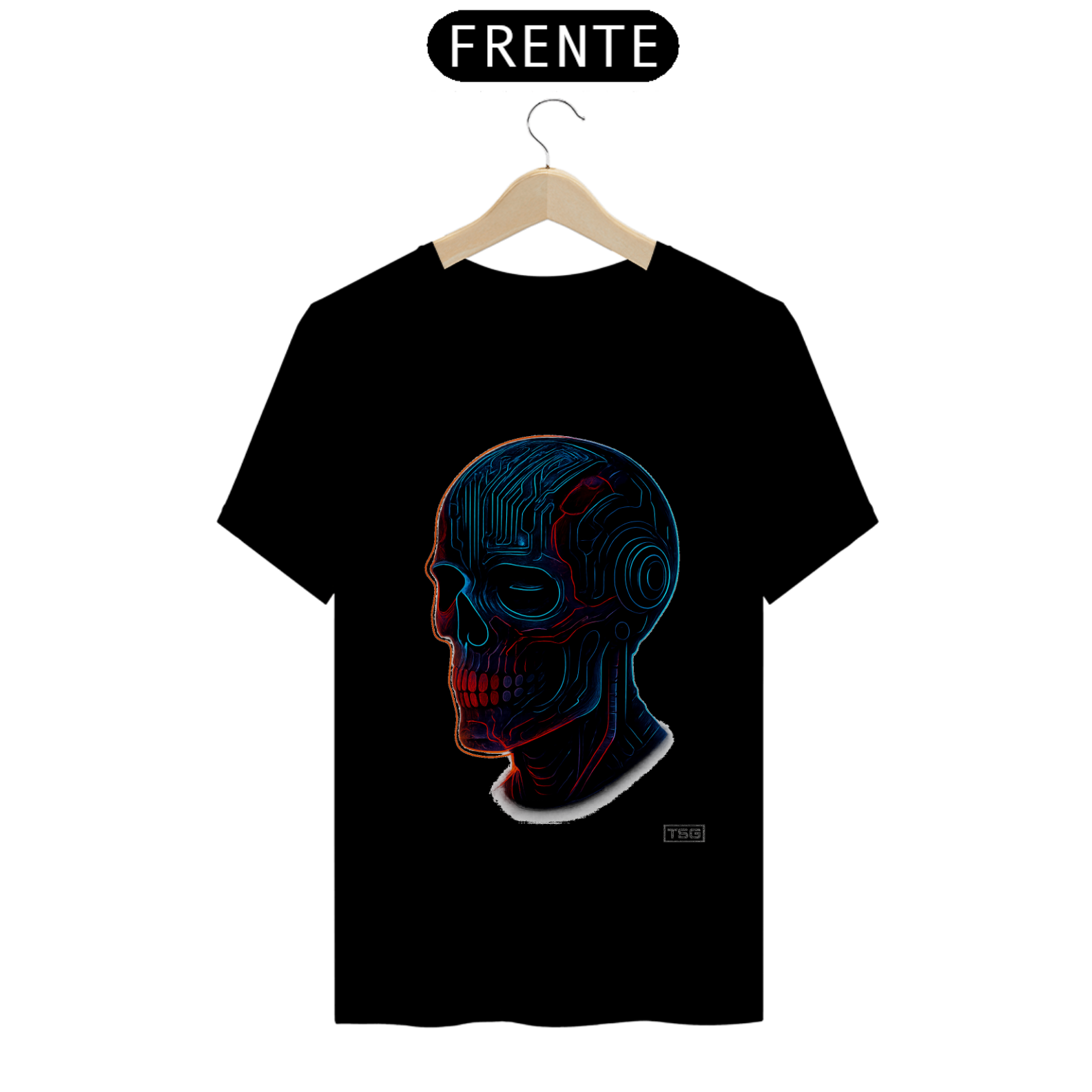 Camiseta TSG - Caveira Cibernética (T-Shirt Quality)