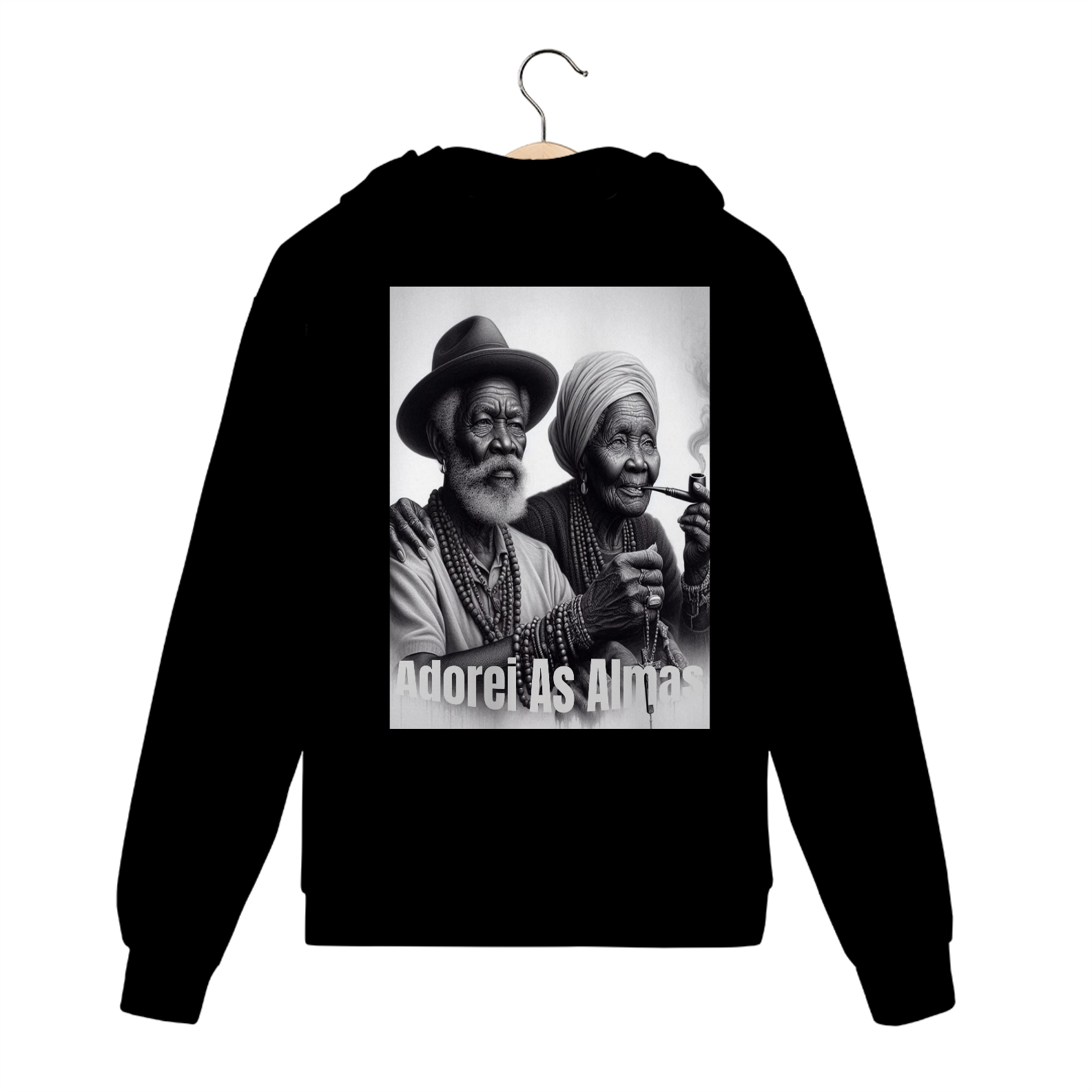 Nome do produto: moleton preto velho adorei as alma 