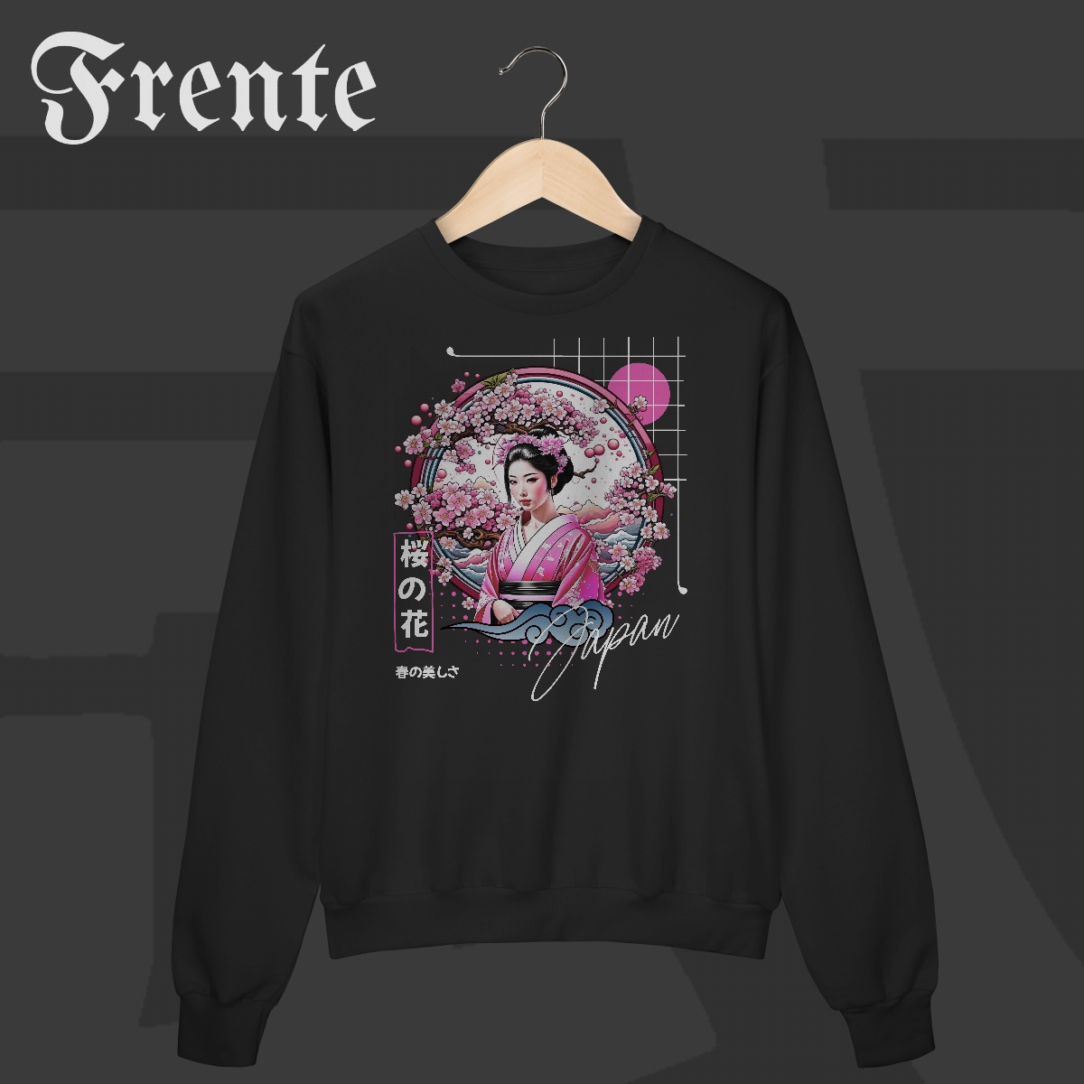 Moletom Fechado - Geisha no Sakura | Arte no peito