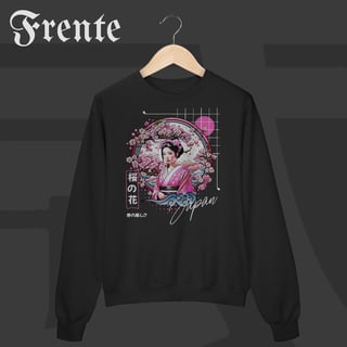 Moletom Fechado - Geisha no Sakura | Arte no peito