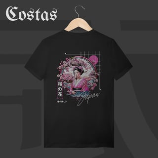 Camiseta T-Shirt - Geisha no Sakura | Arte nas costas