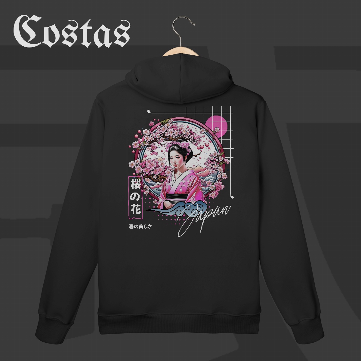 Moletom Canguru - Geisha no Sakura | Arte nas costas