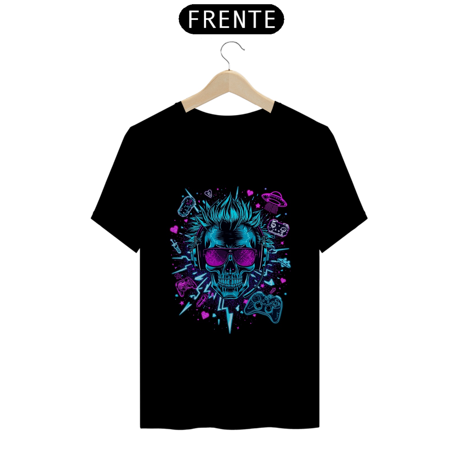 Nome do produto: Camiseta Gamer Skull Neon