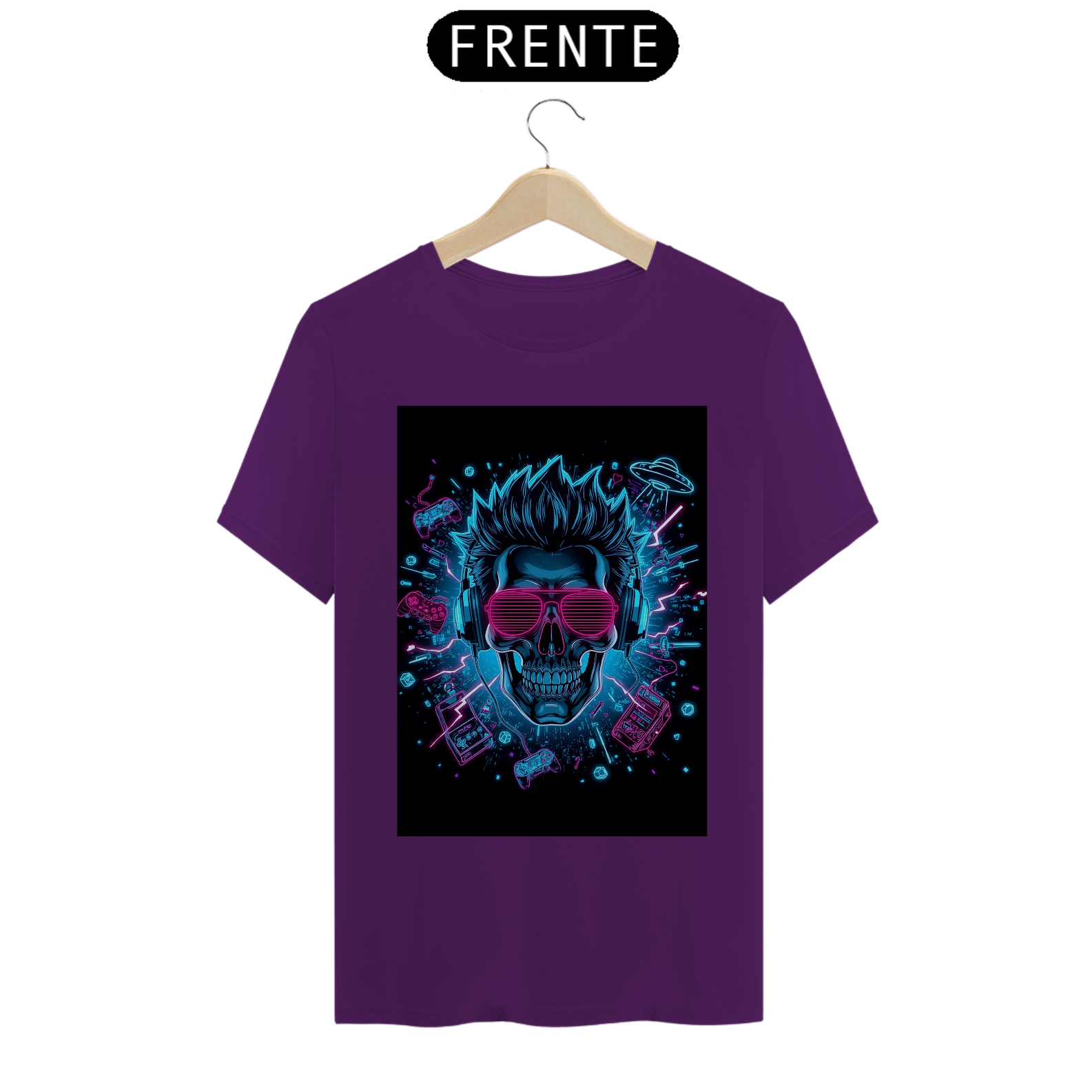 Nome do produto: Camiseta Skull DJ Neon