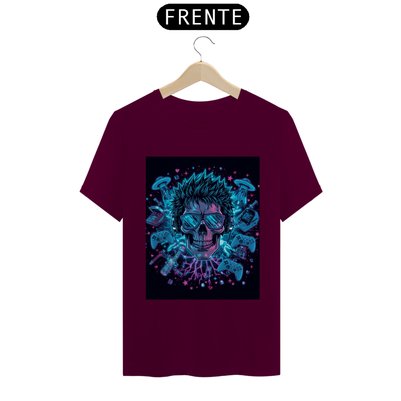 Nome do produto: Camiseta Geek Skull Neon Vibe 
