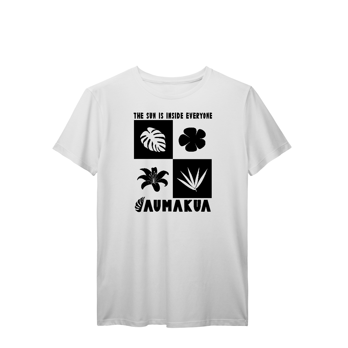Camiseta Manga Curta Branco Plantas