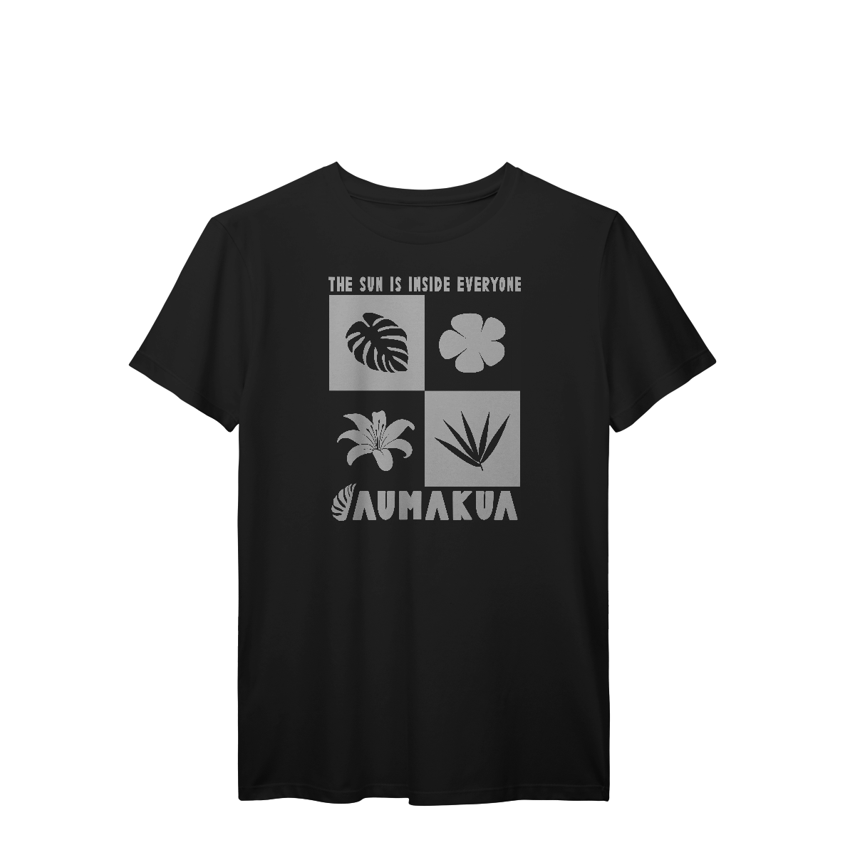 Camiseta Manga Curta Preto Plantas