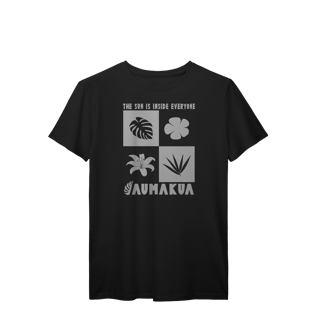 Camiseta Manga Curta Preto Plantas