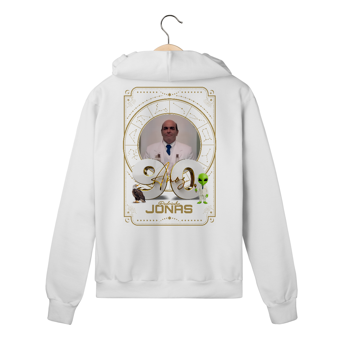 Nome do produto: Moletom Quality Com Zíper 90 Anos Padrinho Jonas