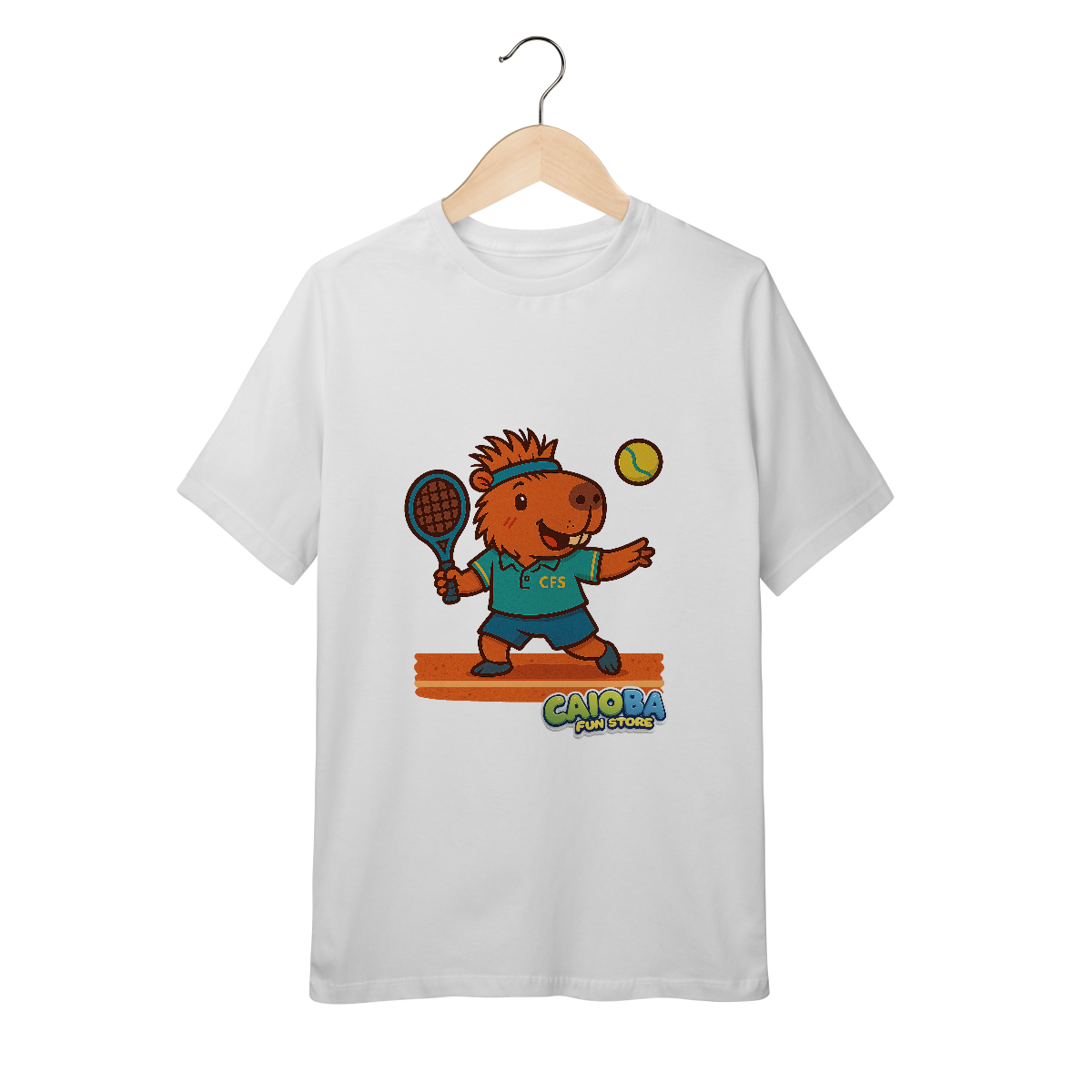 Camiseta Capivara Jogando Tênis - juvenil