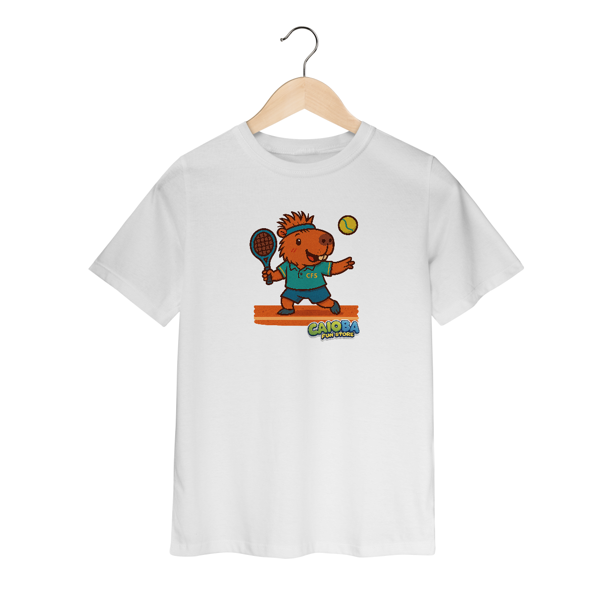 Camiseta Capivara Jogando Tênis - infantil