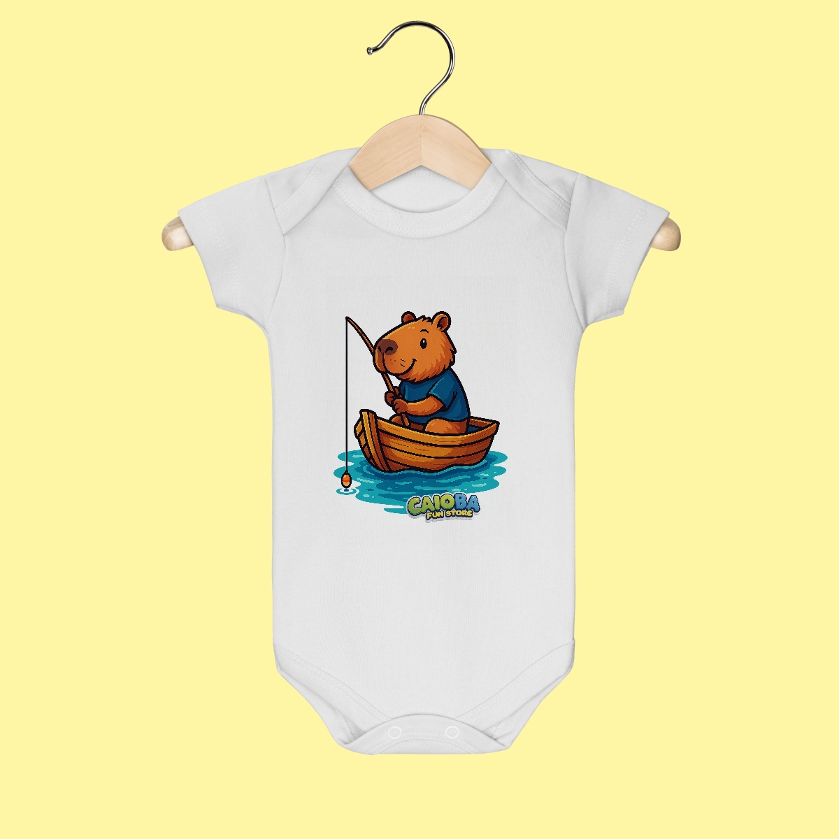 Body Infantil Capivara Pescando – 100% Algodão | Estampa Divertida e Exclusiva