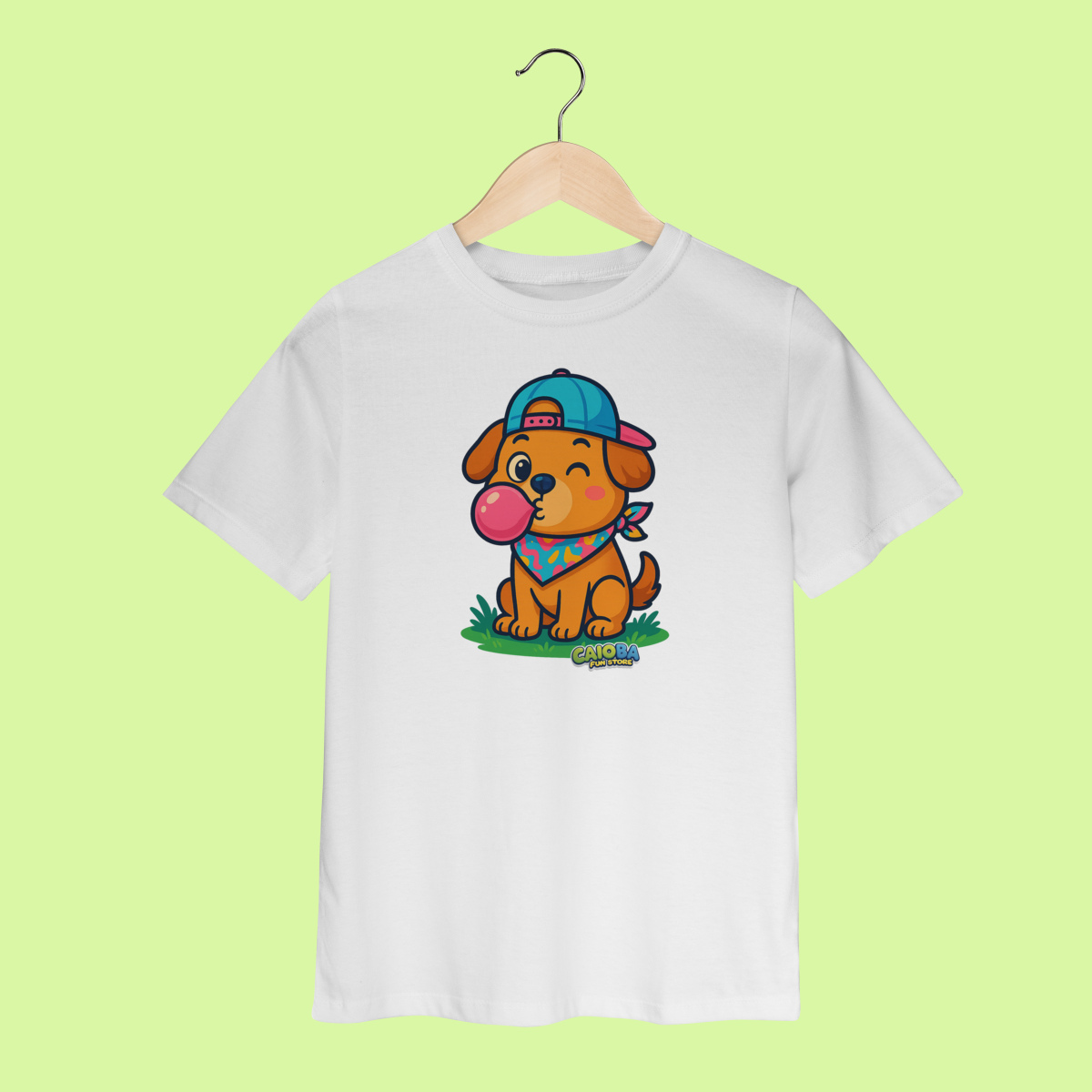 Camiseta Infantil (2 a 8 anos) Cachorro com Bandana – 100% Algodão | Coleção Reino Animal do Caioba