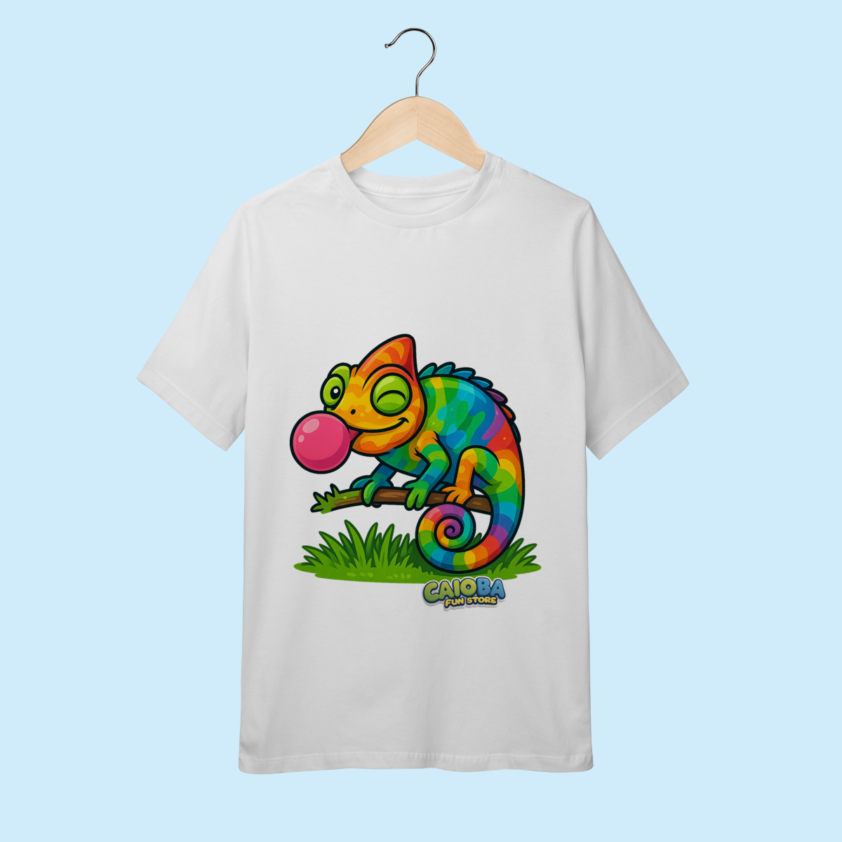 Camiseta Juvenil (10 a 14 anos) Camaleão – 100% Algodão | Coleção Reino Animal do Caioba