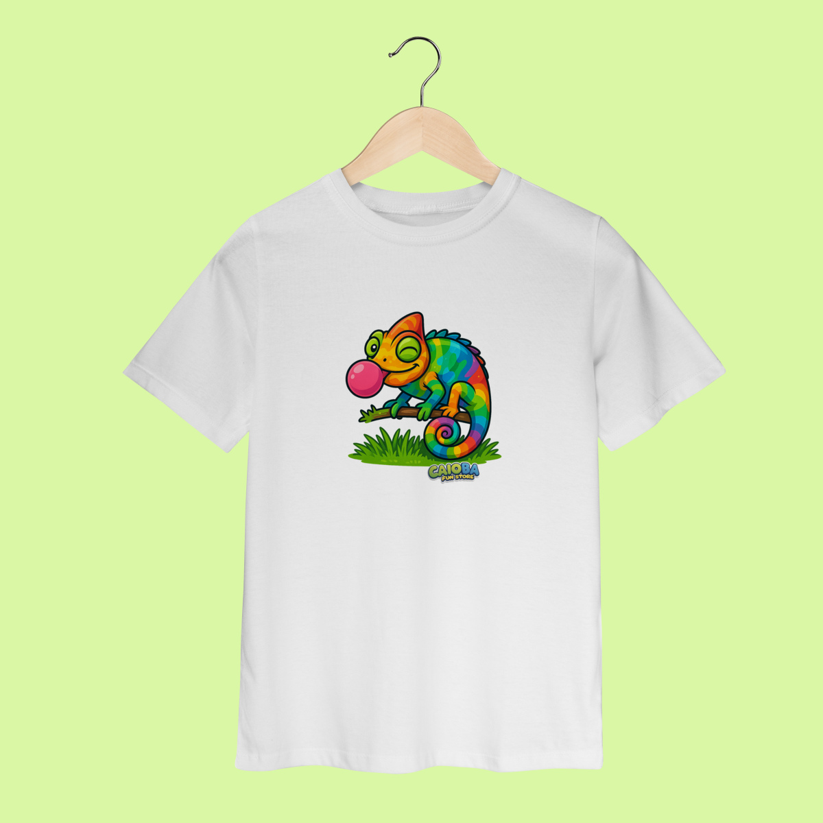 Camiseta Infantil (2 a 8 anos) Camaleão – 100% Algodão | Coleção Reino Animal do Caioba
