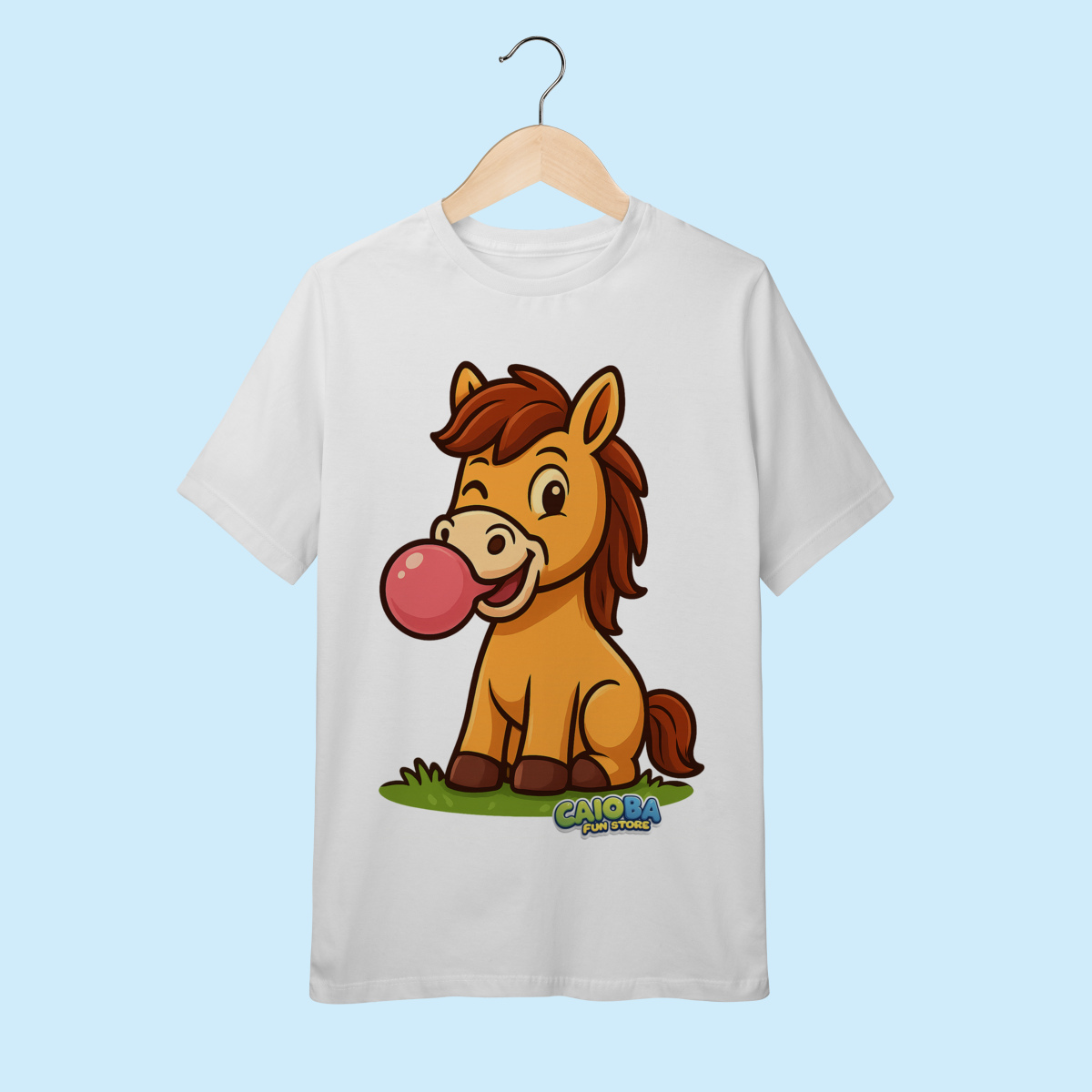 Camiseta Juvenil (10 a 14 anos) Cavalo – 100% Algodão | Coleção Reino Animal do Caioba