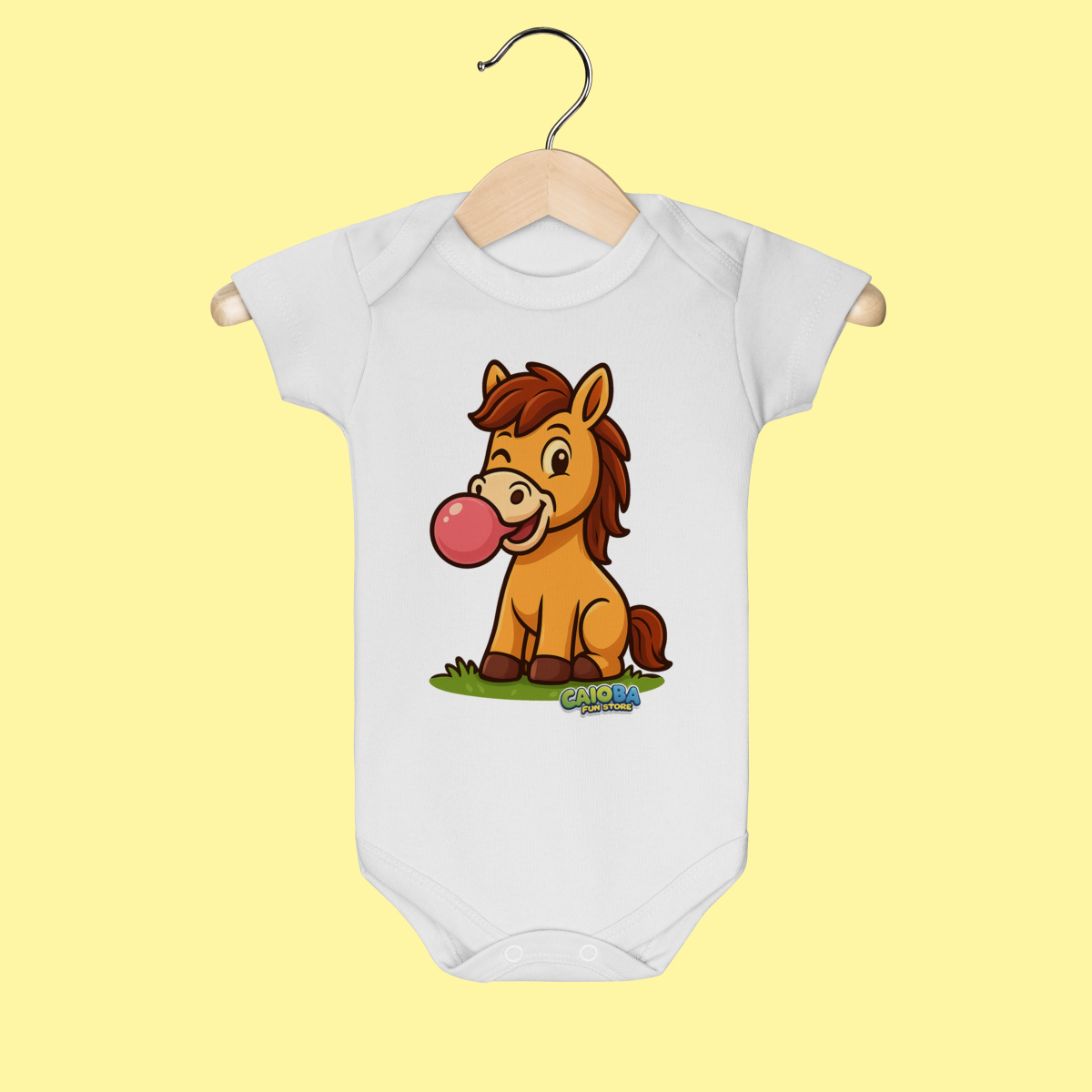 Body Infantil Cavalo – 100% Algodão | Coleção Reino Animal do Caioba