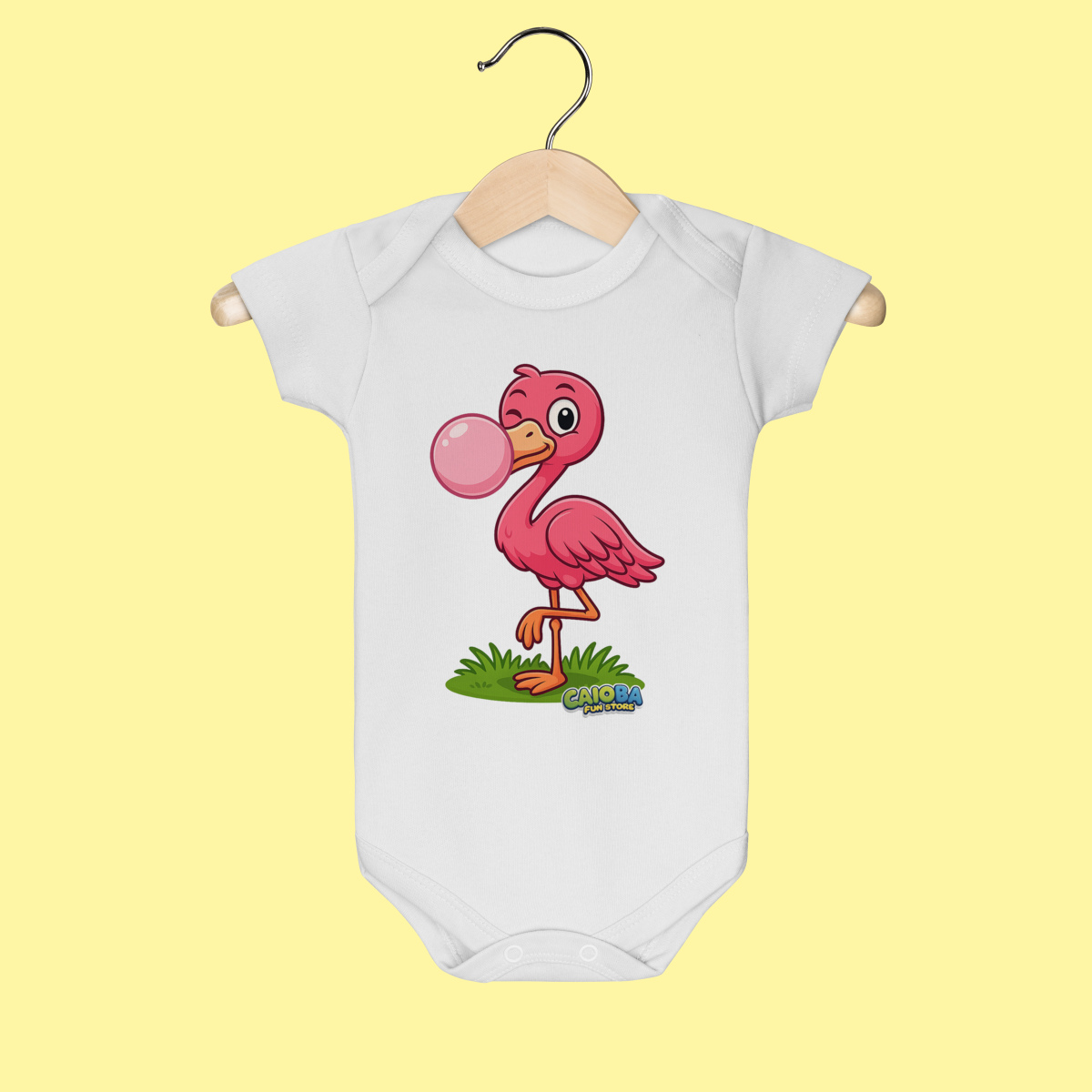 Body Infantil Flamingo – 100% Algodão | Coleção Reino Animal do Caioba