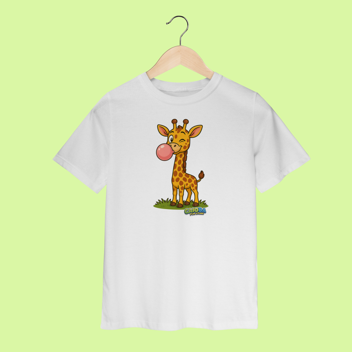 Camiseta Infantil (2 a 8 anos) Girafa – 100% Algodão | Coleção Reino Animal do Caioba