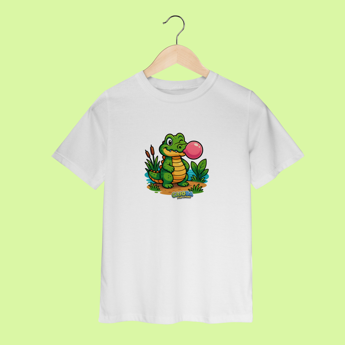 Camiseta Infantil (2 a 8 anos) Jacaré – 100% Algodão | Coleção Reino Animal do Caioba
