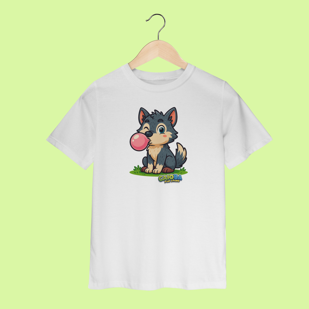 Nome do produto: Camiseta Infantil (2 a 8 anos) Lobinho – 100% Algodão | Coleção Reino Animal do Caioba