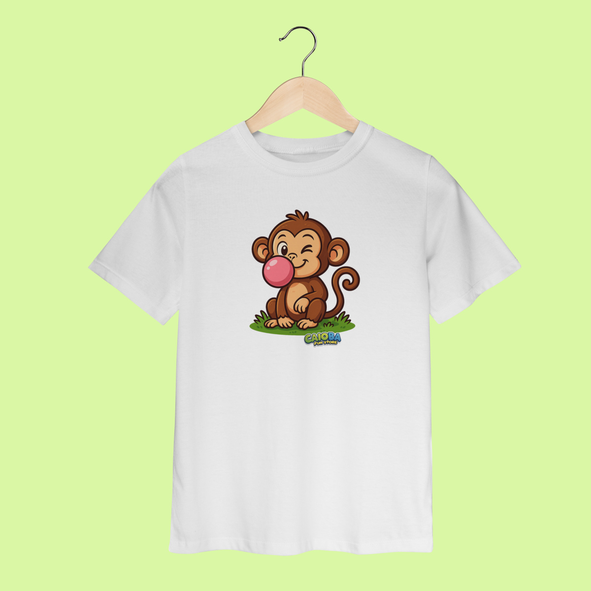 Camiseta Infantil (2 a 8 anos) Macaco – 100% Algodão | Coleção Reino Animal do Caioba