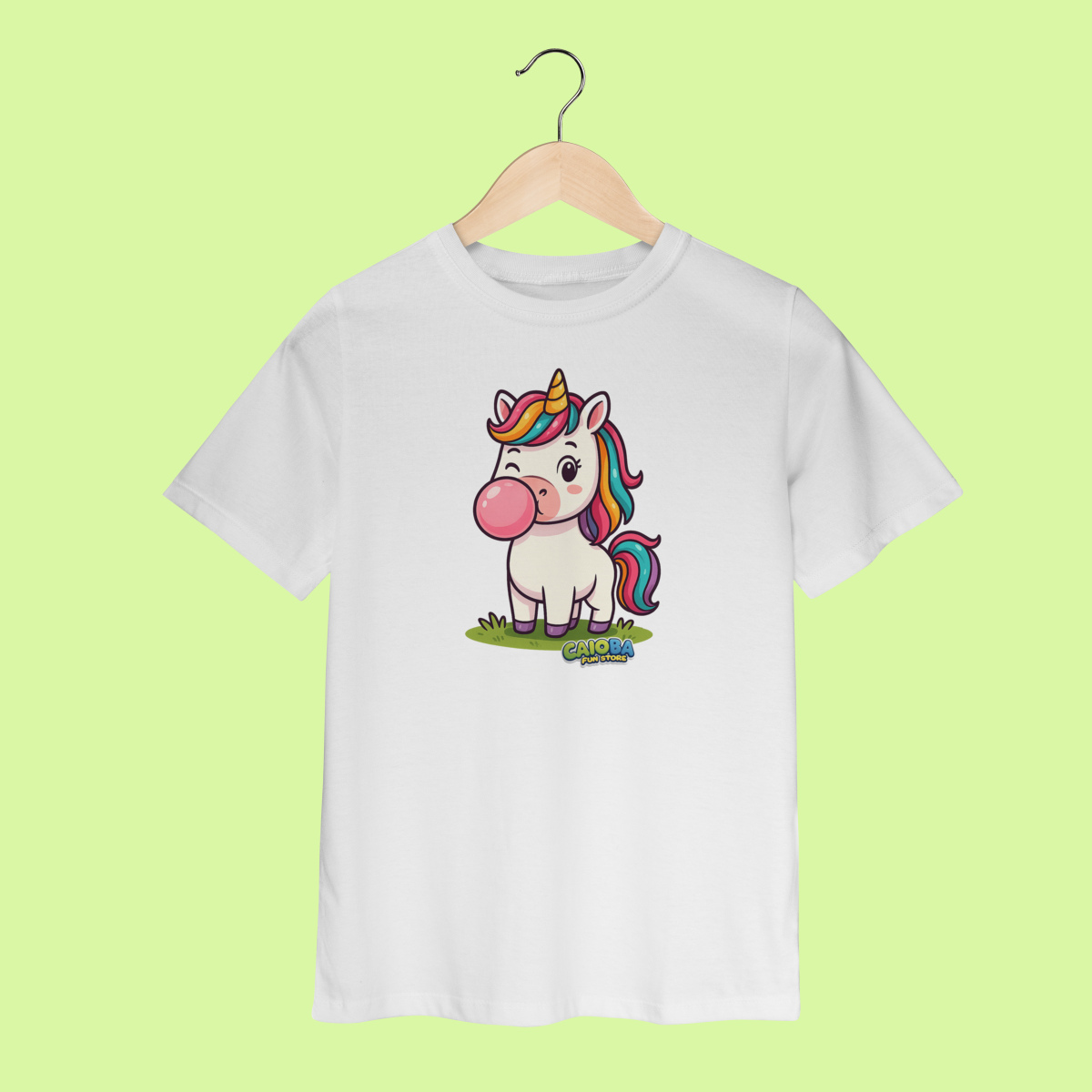 Camiseta Infantil (2 a 8 anos) Unicórnio – 100% Algodão | Coleção Reino Animal do Caioba