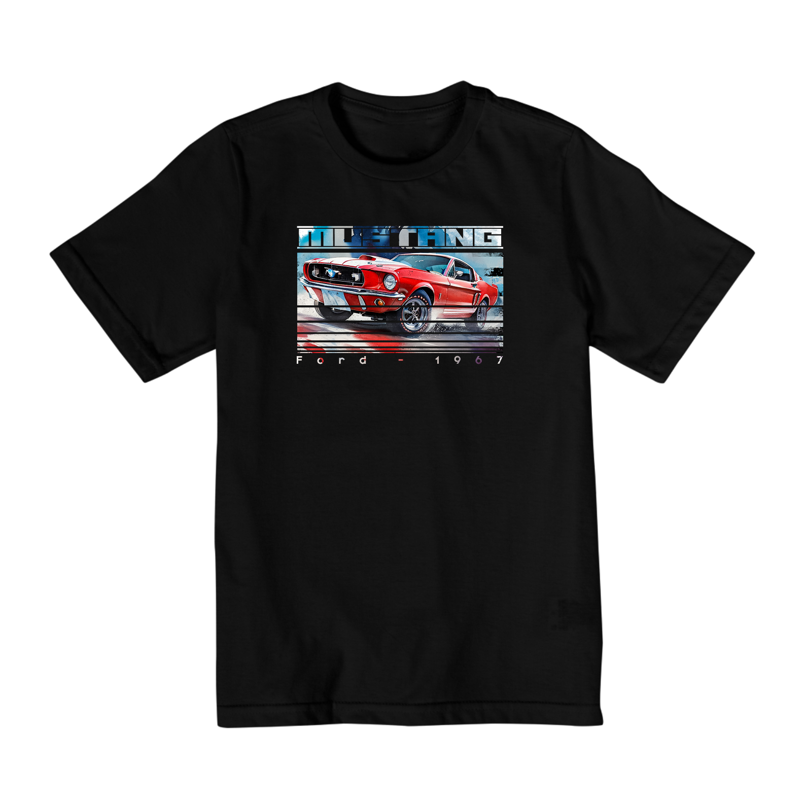 Nome do produto: Camiseta Infantil Carro Clássico Ford Mustang Tam. 10 ao 14