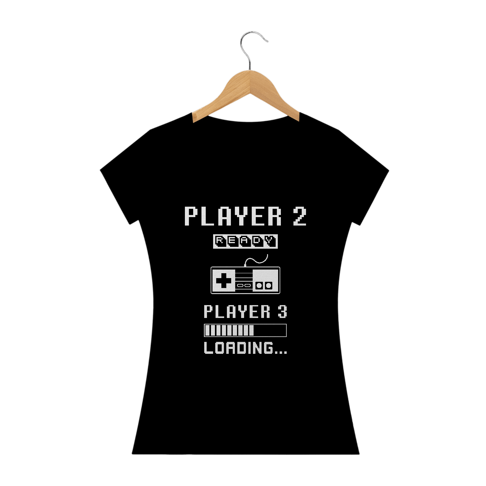 Nome do produto: T-Shirt Feminina Player 2 Loading Player 3 Vintage Gravidez