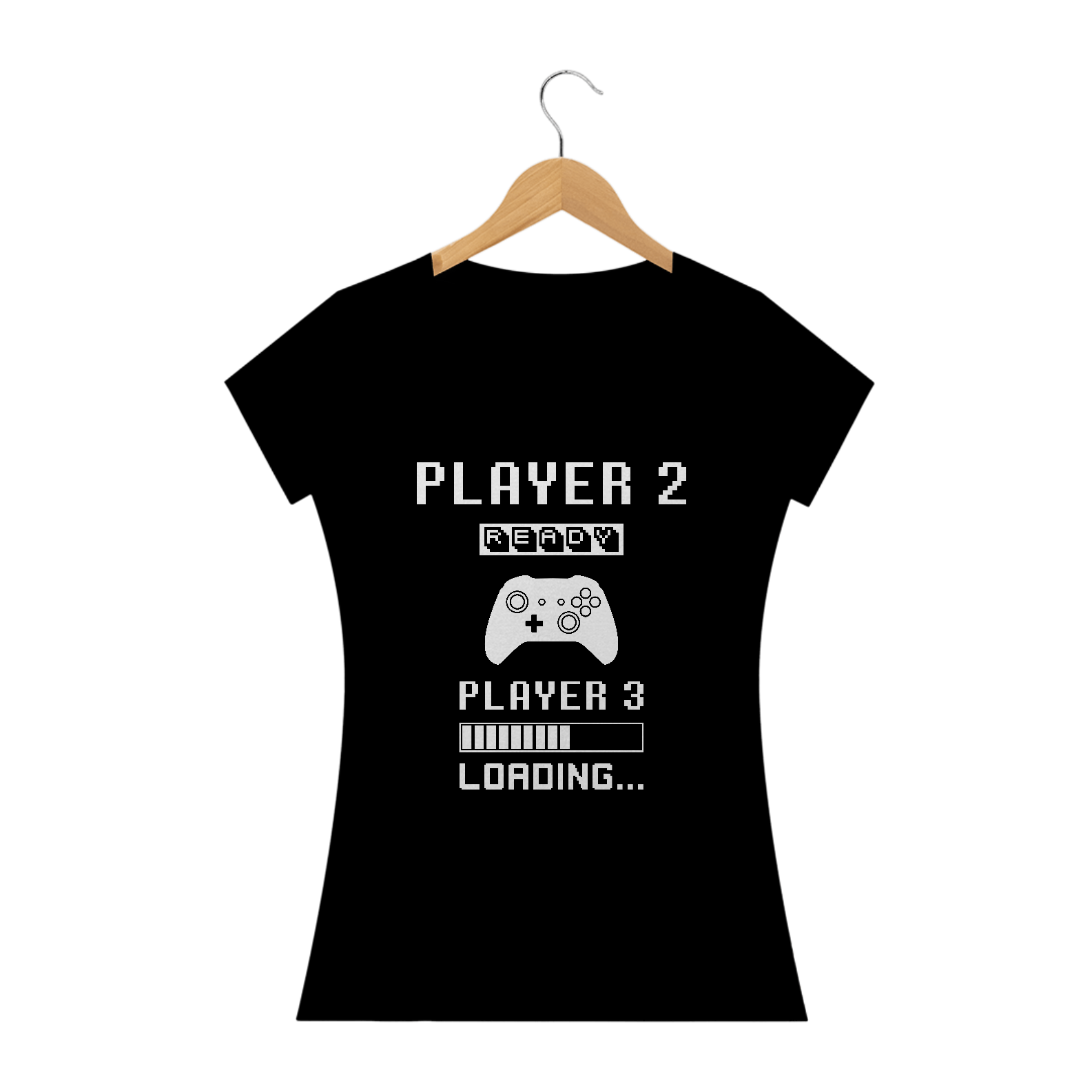 Nome do produto: T-Shirt Feminina Player 2 Loading Player 3 Controle Xbox Gravidez