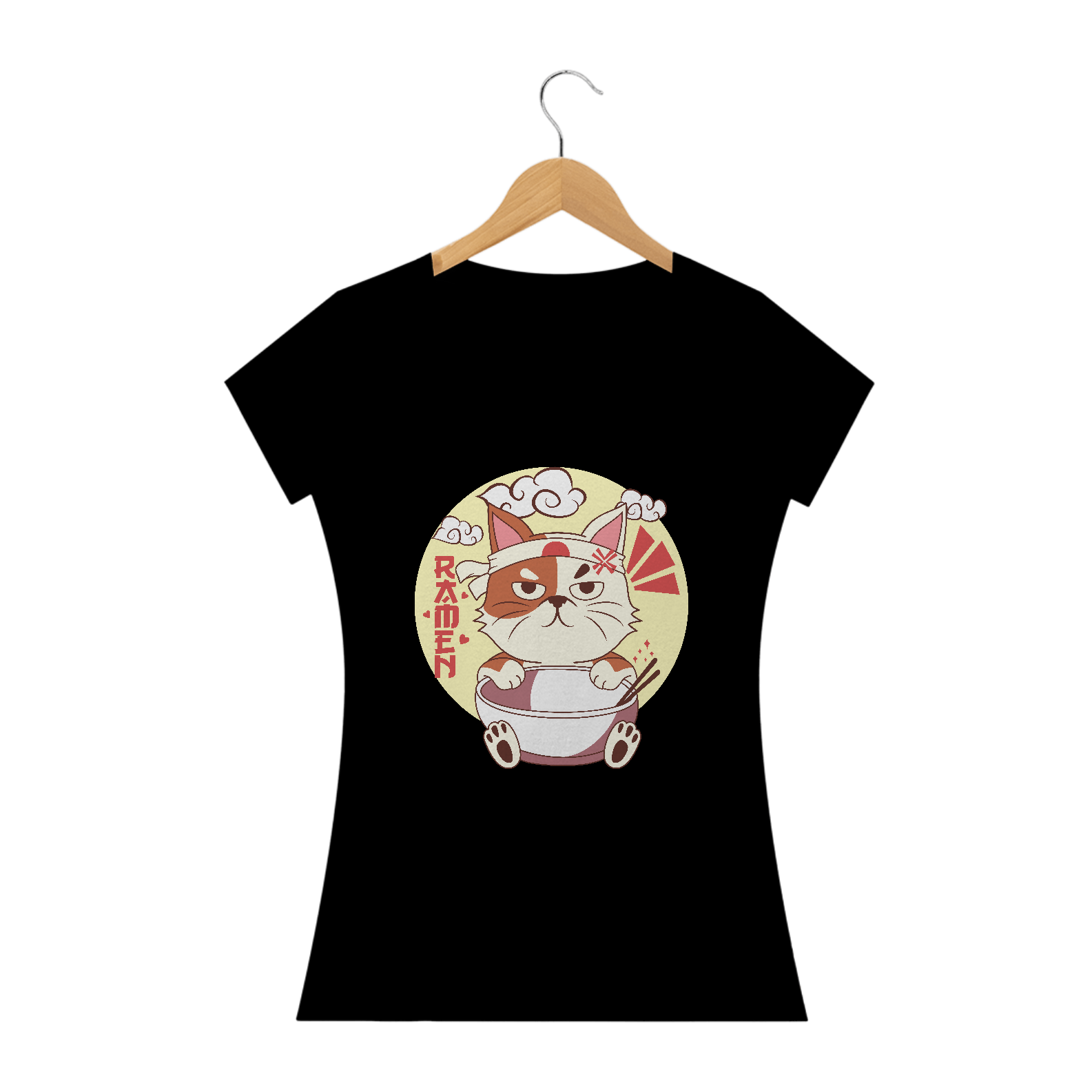 Nome do produto: T-shirt Feminina Cat Powered By Ramen