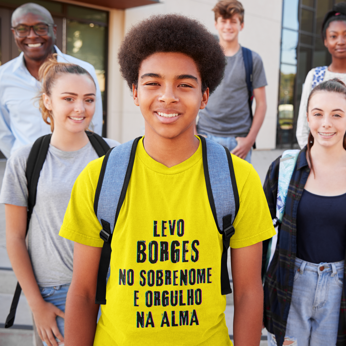 Camiseta Unissex Infanto-Juvenil Borges no Nome, Orgulho na Alma (Malha Quality)