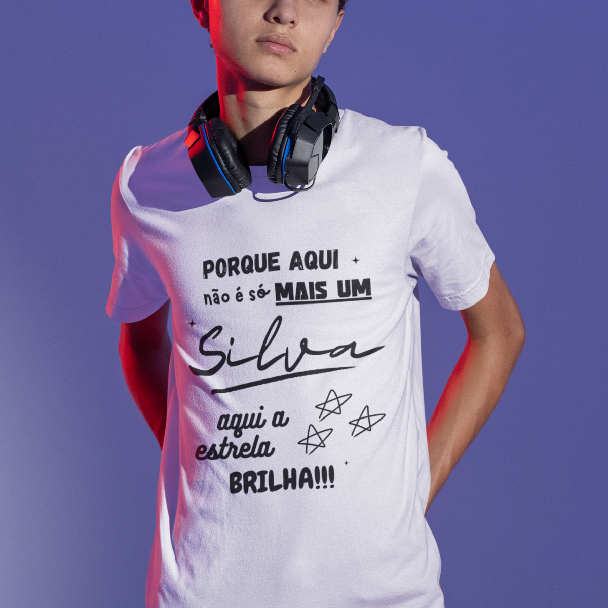 Camiseta Masculina Silva Infanto-juvenil – Sua Estrela Brilha Aqui (Malha Quality)