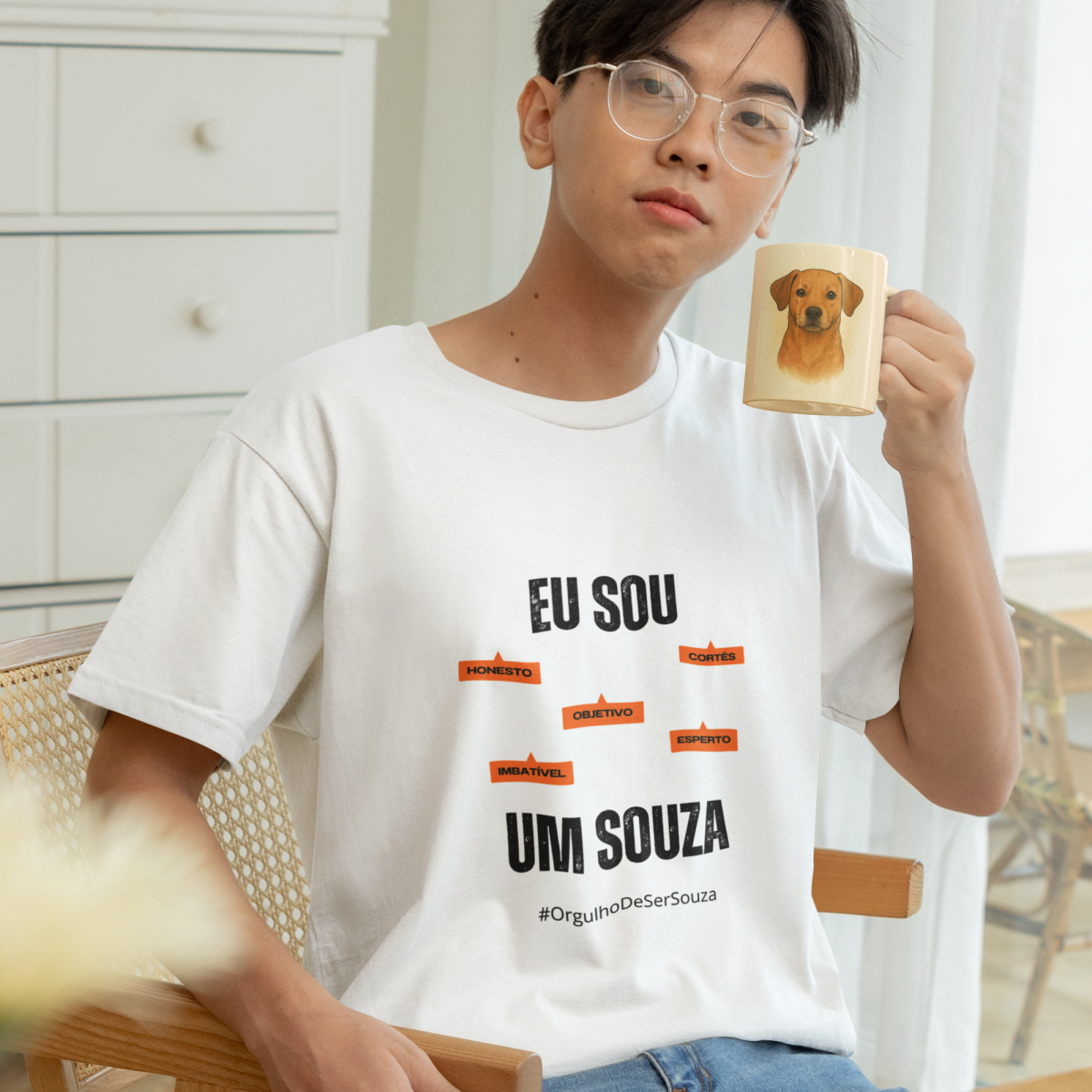 Camiseta Masculina Infanto-Juvenil Eu Sou um Souza – Nome Que Representa (Malha Quality)