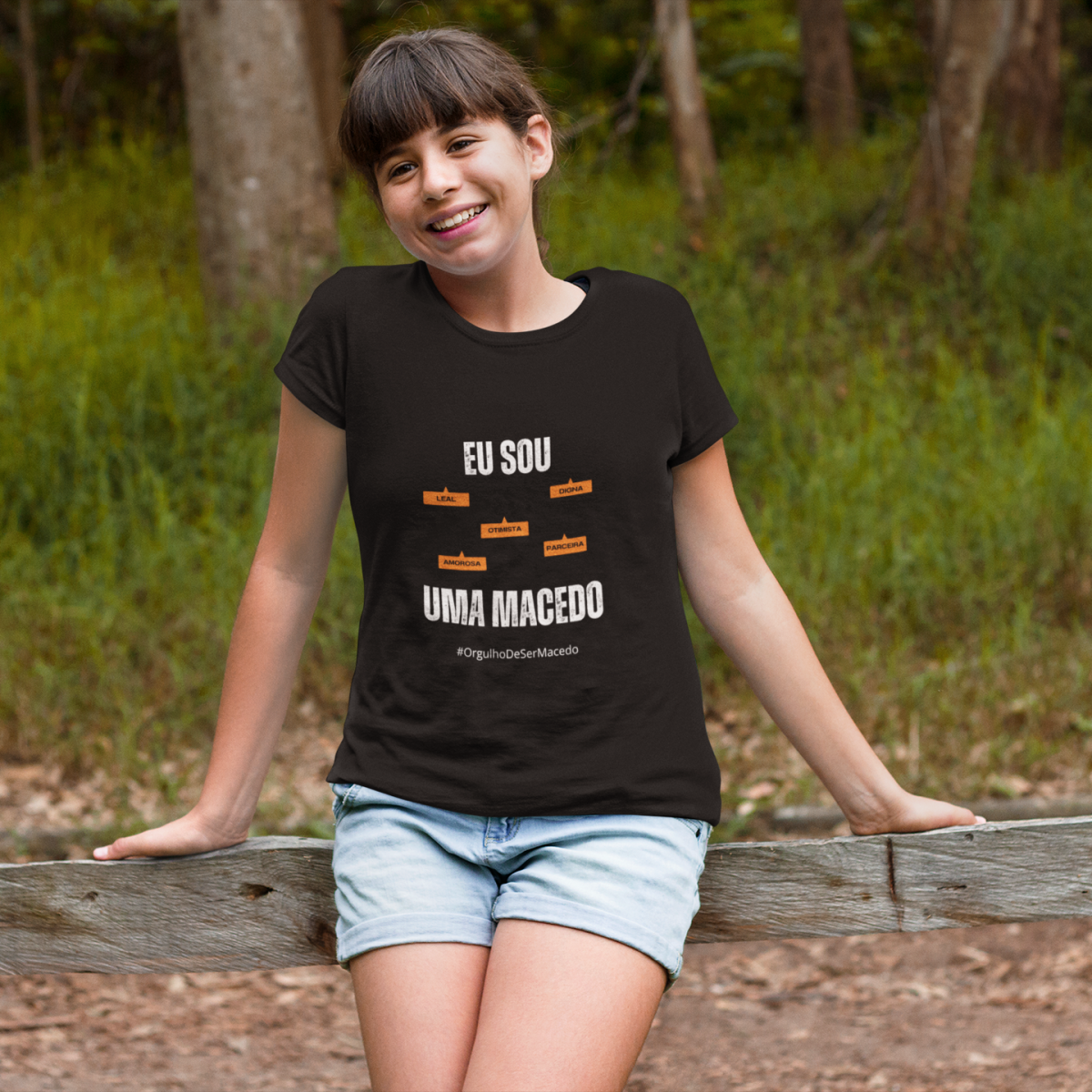 Camiseta Feminina Infanto-Juvenil Eu Sou uma Macedo – Nome Que Representa (Malha Quality)