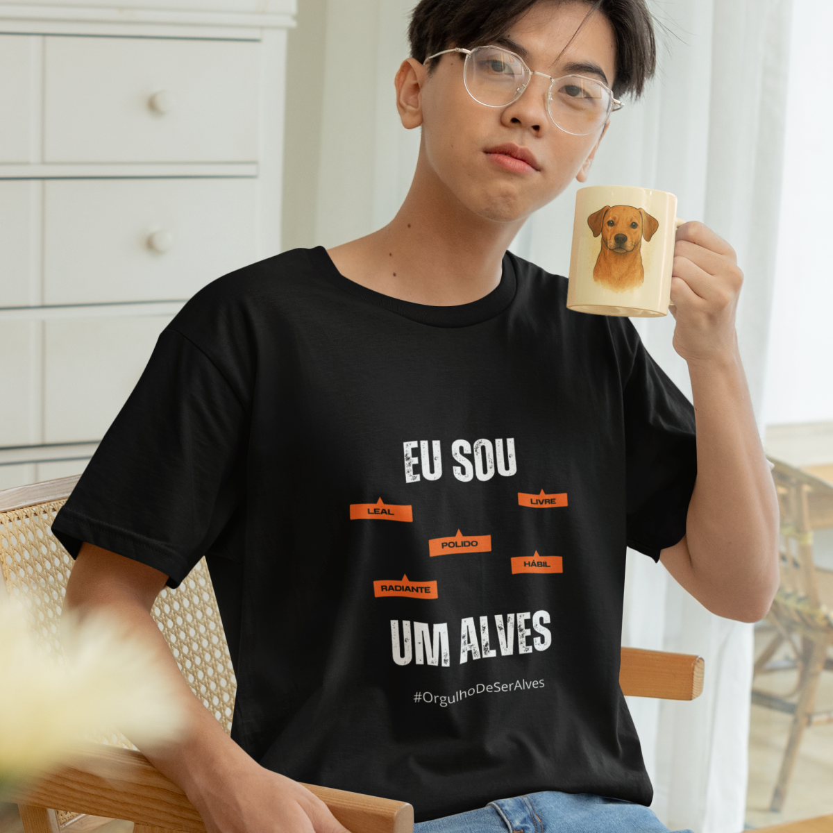 Camiseta Masculina Infanto-Juvenil Eu Sou um Alves – Nome Que Representa (Malha Quality)