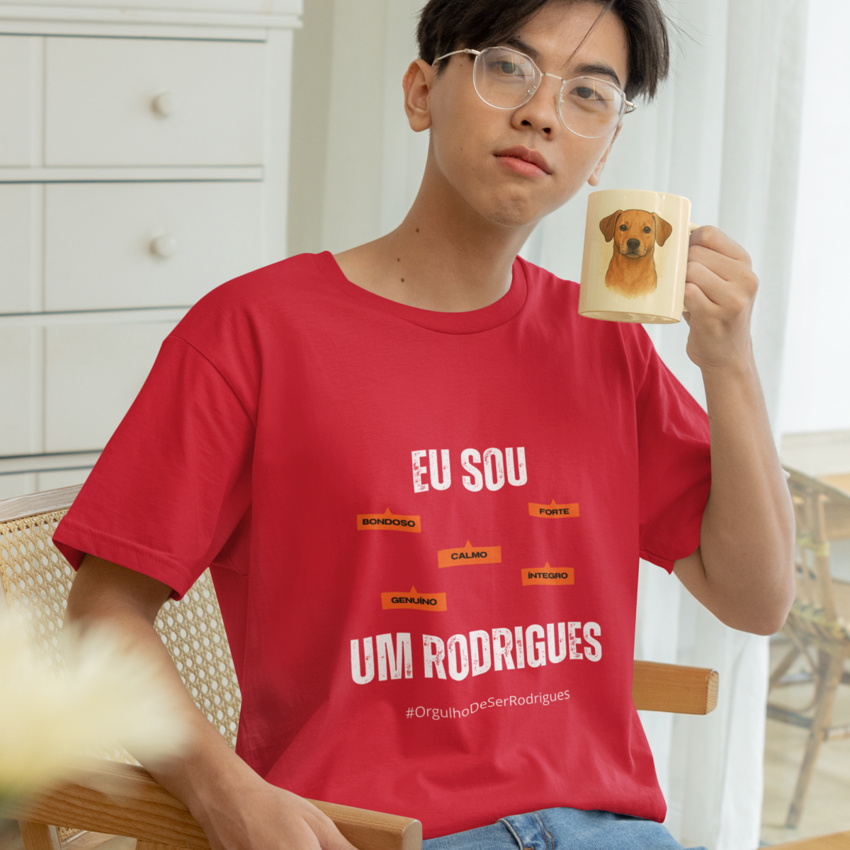 Camiseta Masculina Infanto-Juvenil Eu Sou um Rodrigues – Nome Que Representa (Malha Quality)