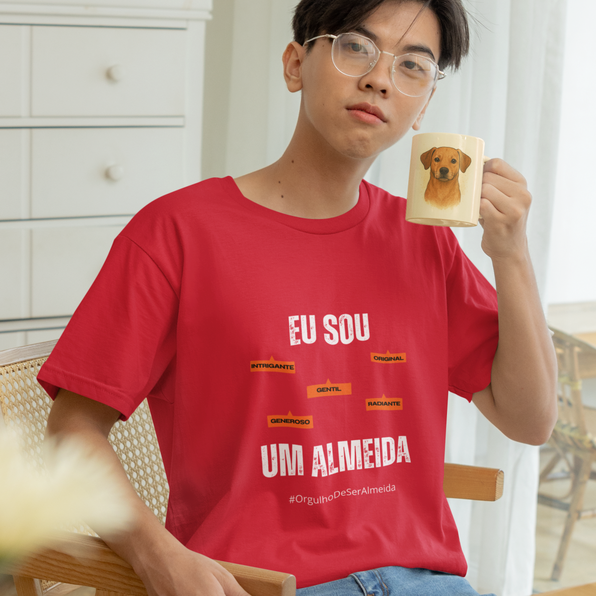 Camiseta Masculina Infanto-Juvenil Eu Sou um Almeida – Nome Que Representa (Malha Quality)