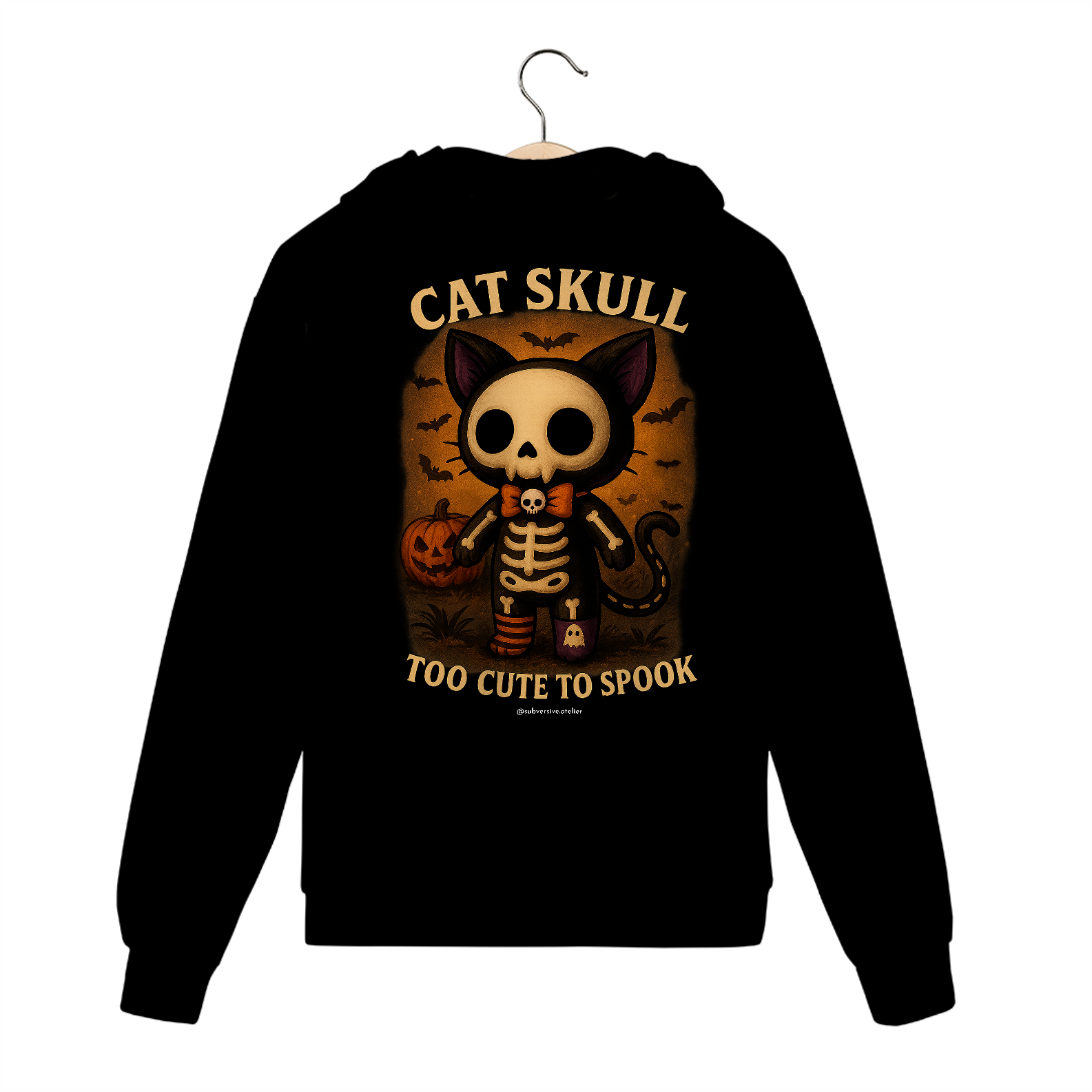 Moletom com Zíper Cat Skull
