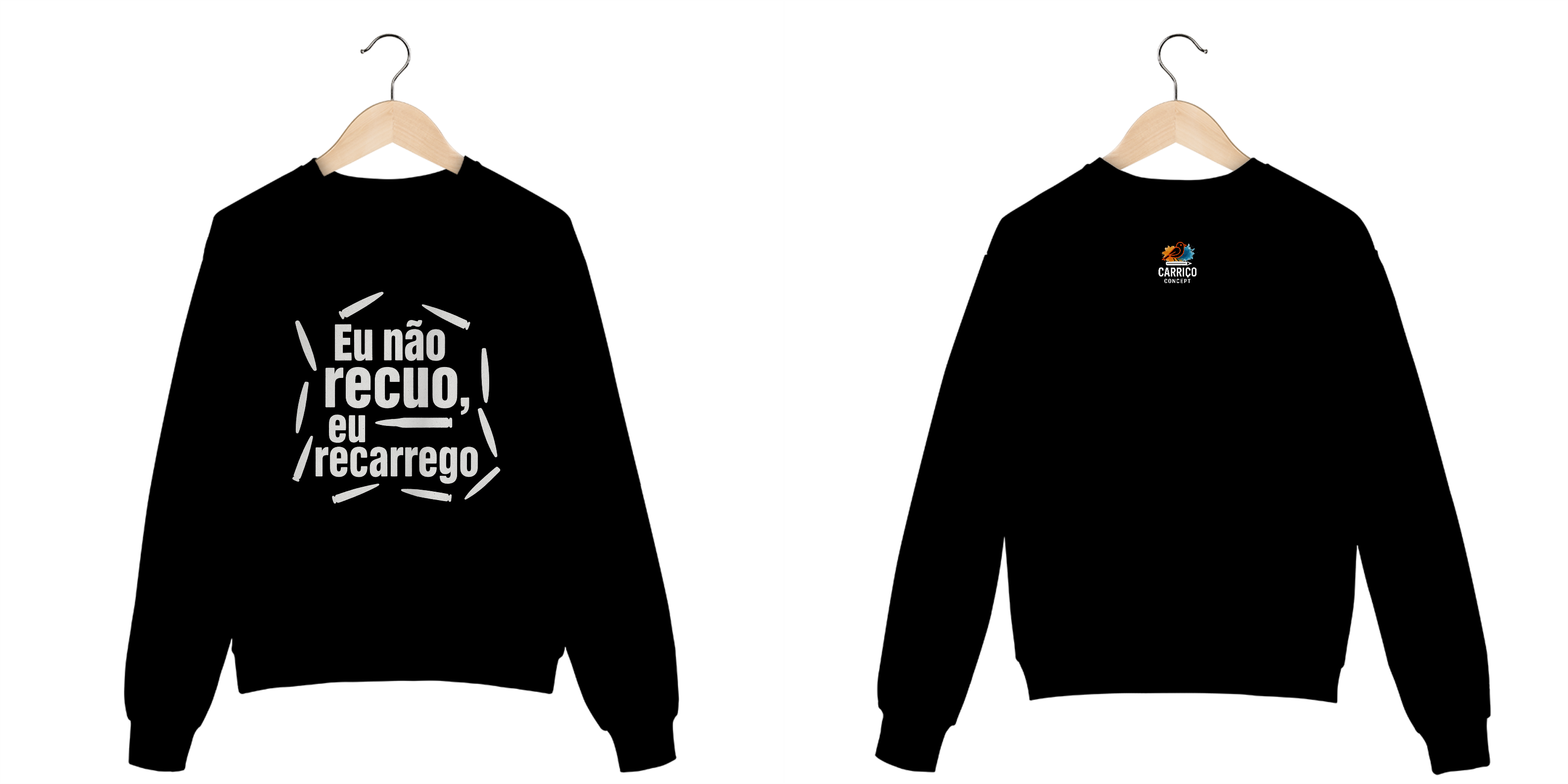 Nome do produto: MOLETOM EU NÃO RECUO, EU RECARREGO