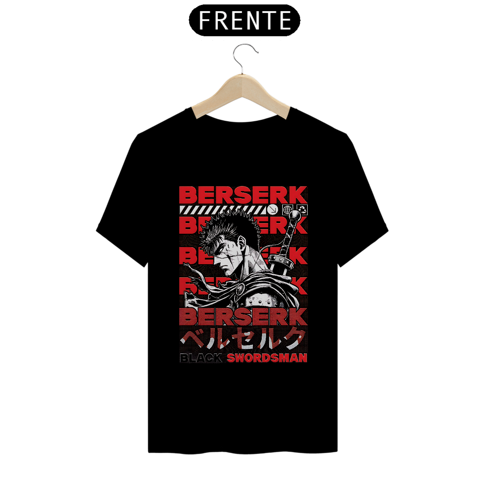 Camiseta Berserk Espadachim Negro