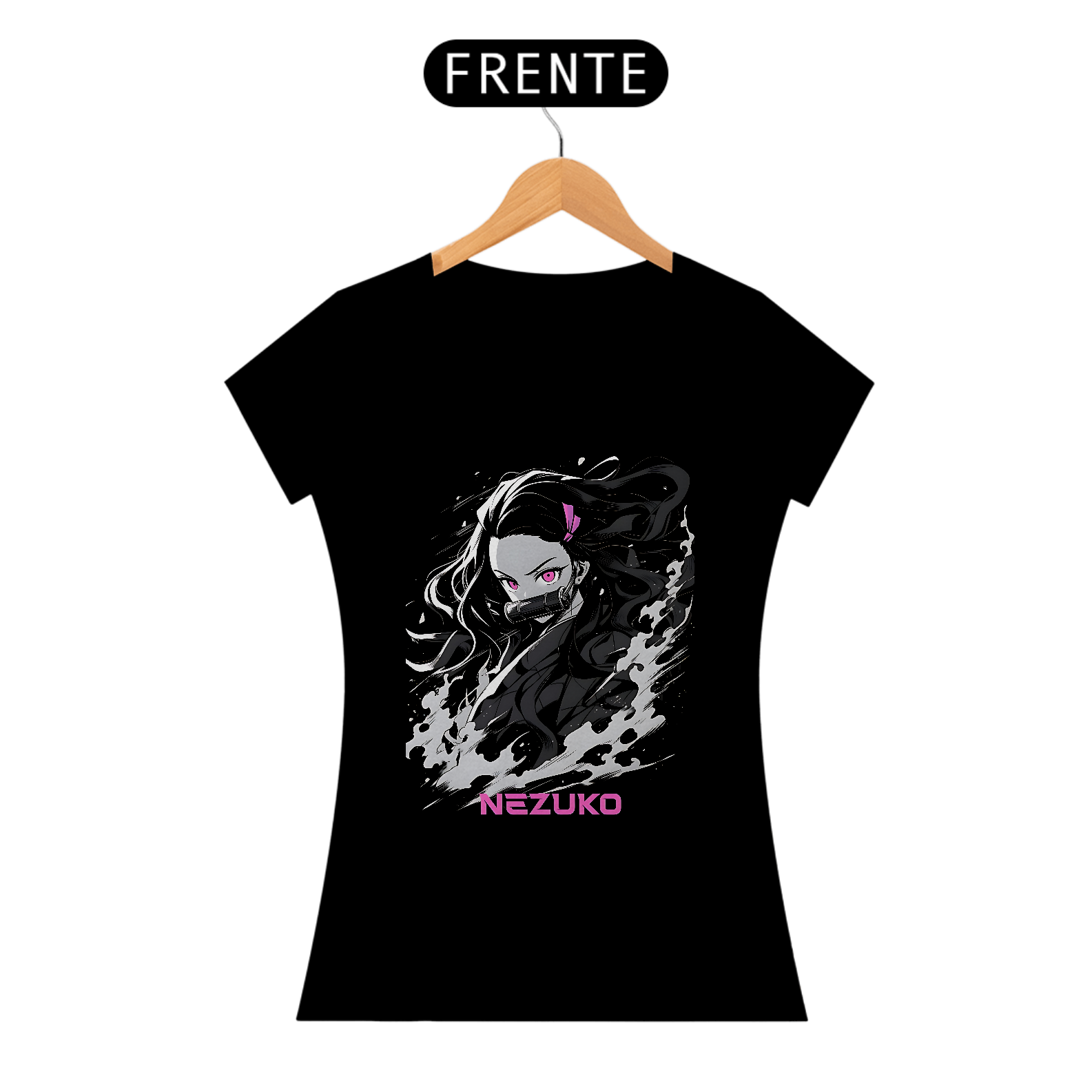 Camiseta Baby Long Demon Slayer Nezuko Black and White