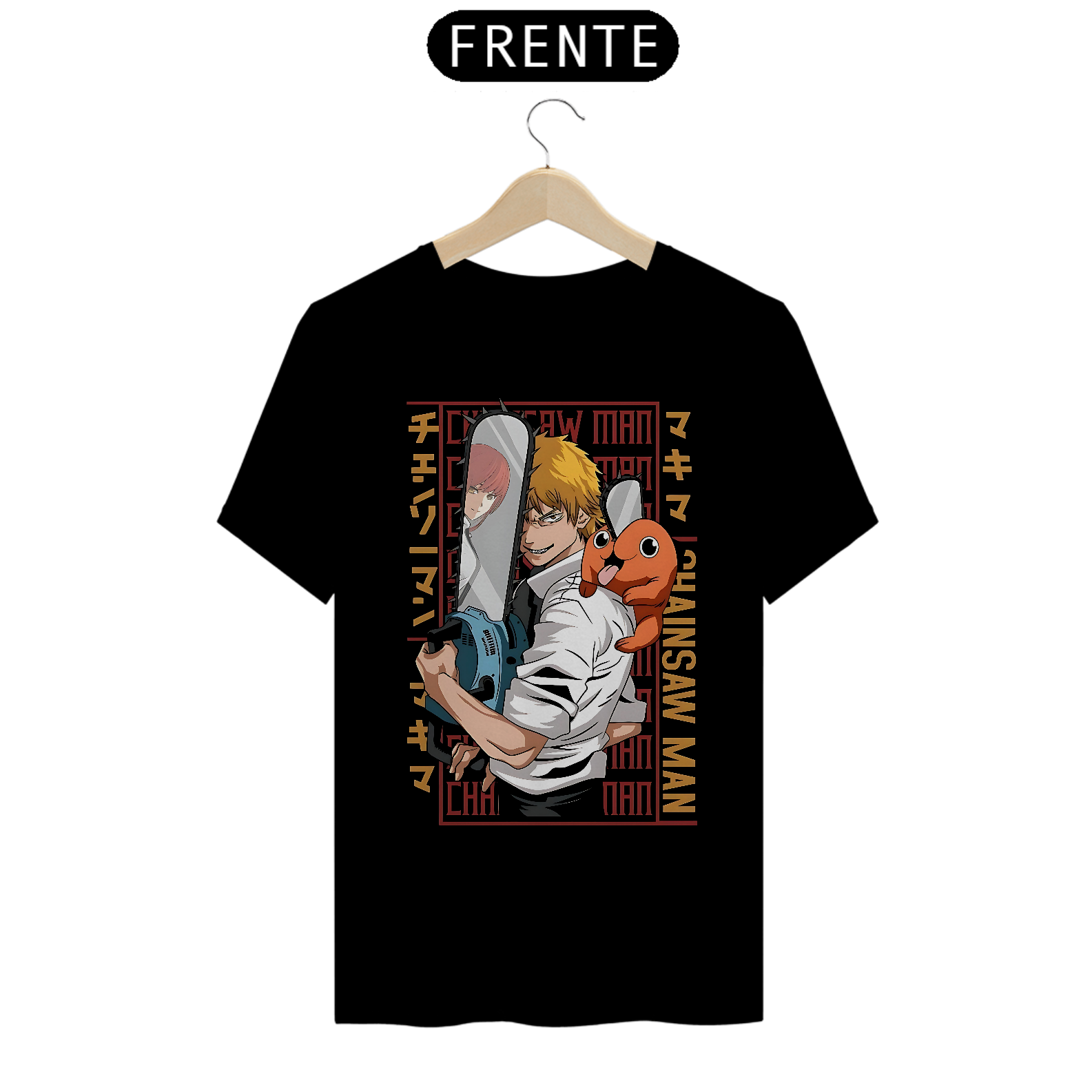 Camiseta Chainsaw Man Denji, Makima e Pochita