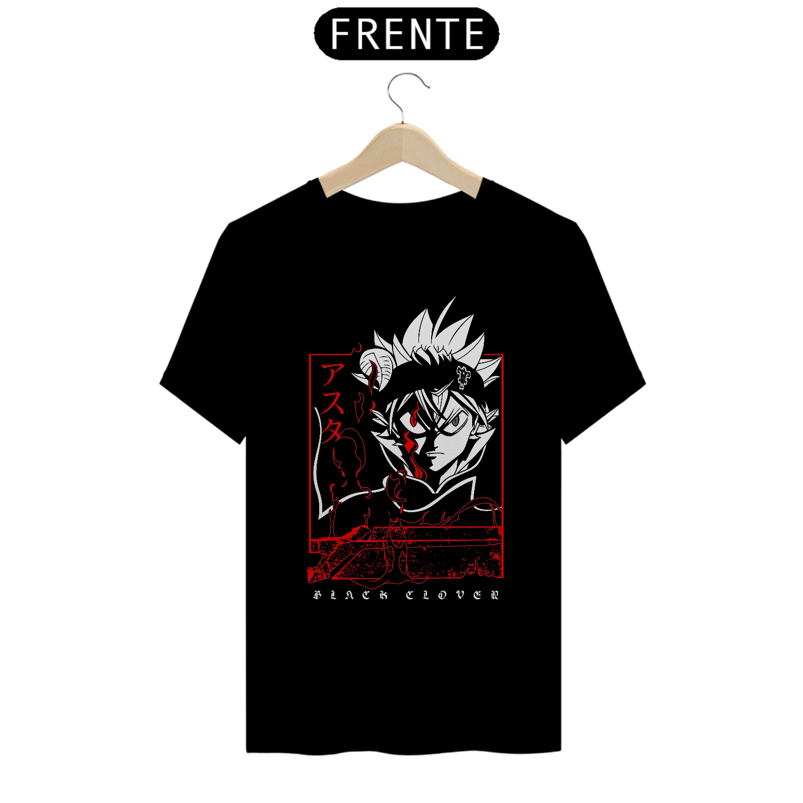 Camiseta Black Clover Asta - Black, White and Red
