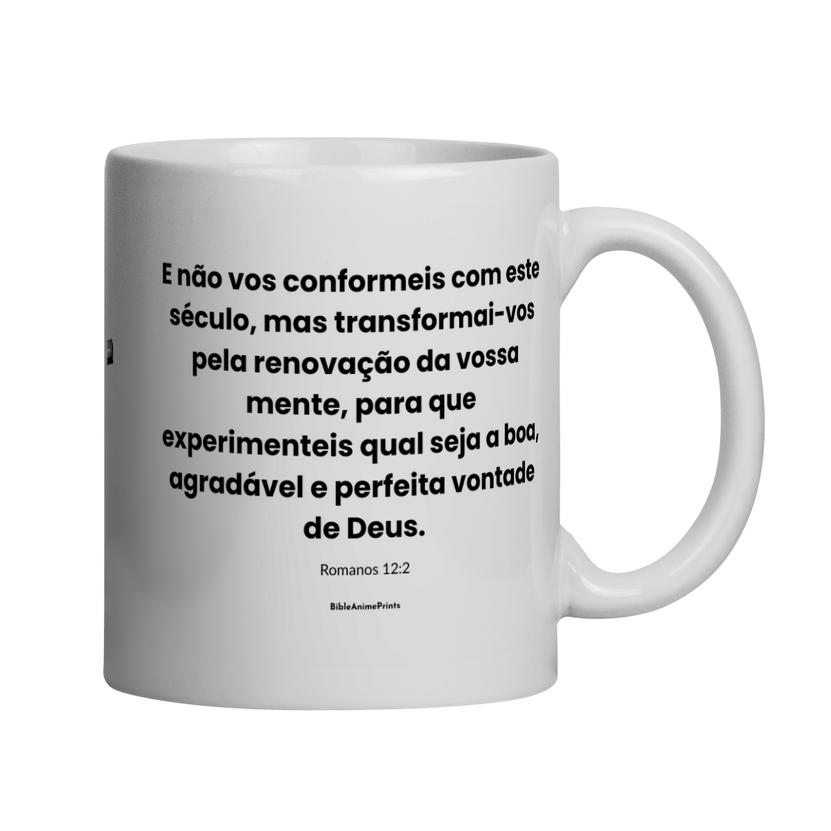 Nome do produto: Caneca Romanos 12:2 - E não vos conformeis com este século, mas transformai-vos pela renovação da vossa mente, para que experimenteis qual seja a boa, agradável e perfeita vontade de Deus.