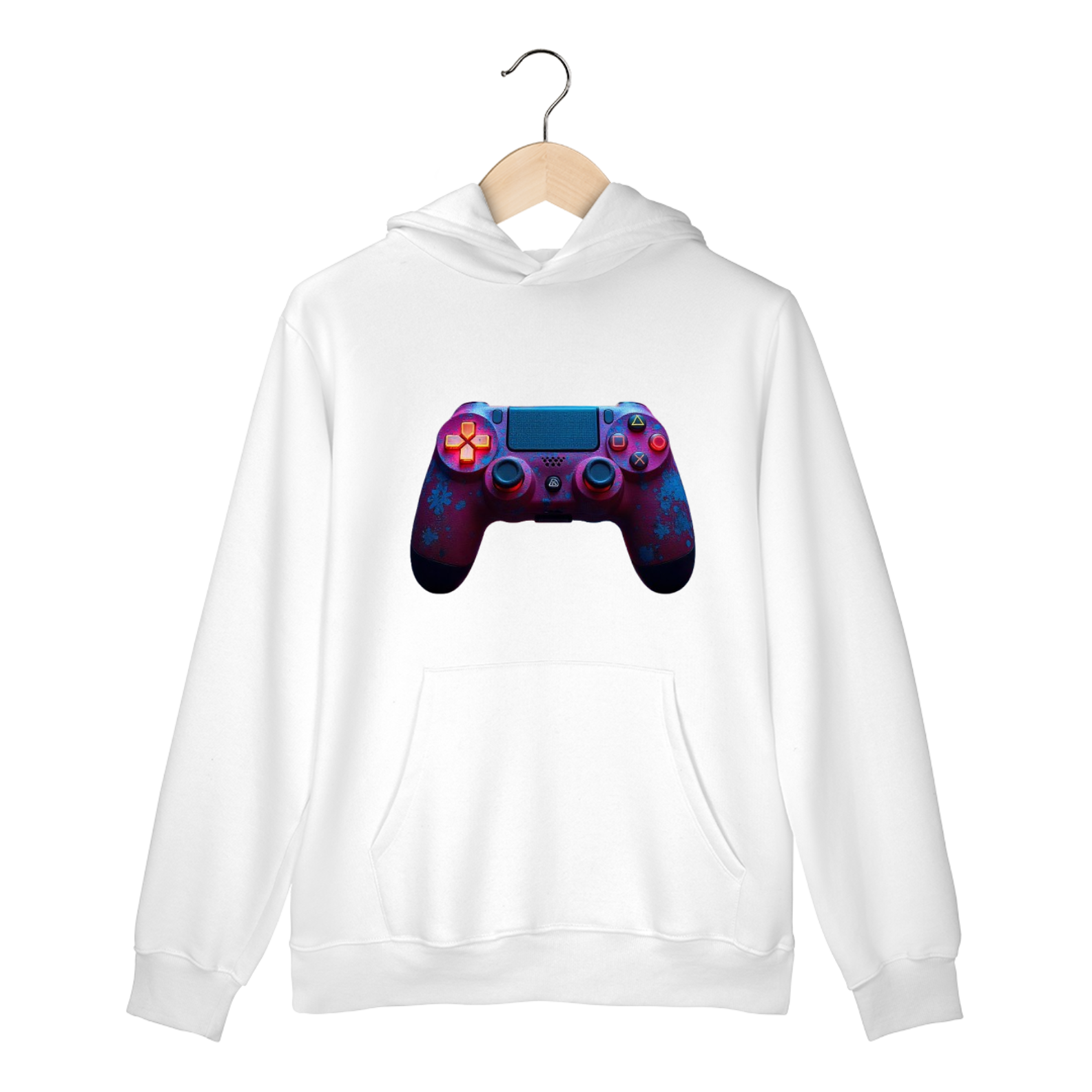 Nome do produto: Moletom Canguru | Com Touca e Bolso | Estampa de Controle de Video Game